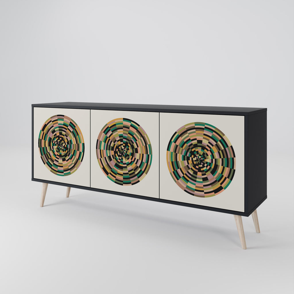 Buffet 3 portes GREEN CIRCLES finition noire