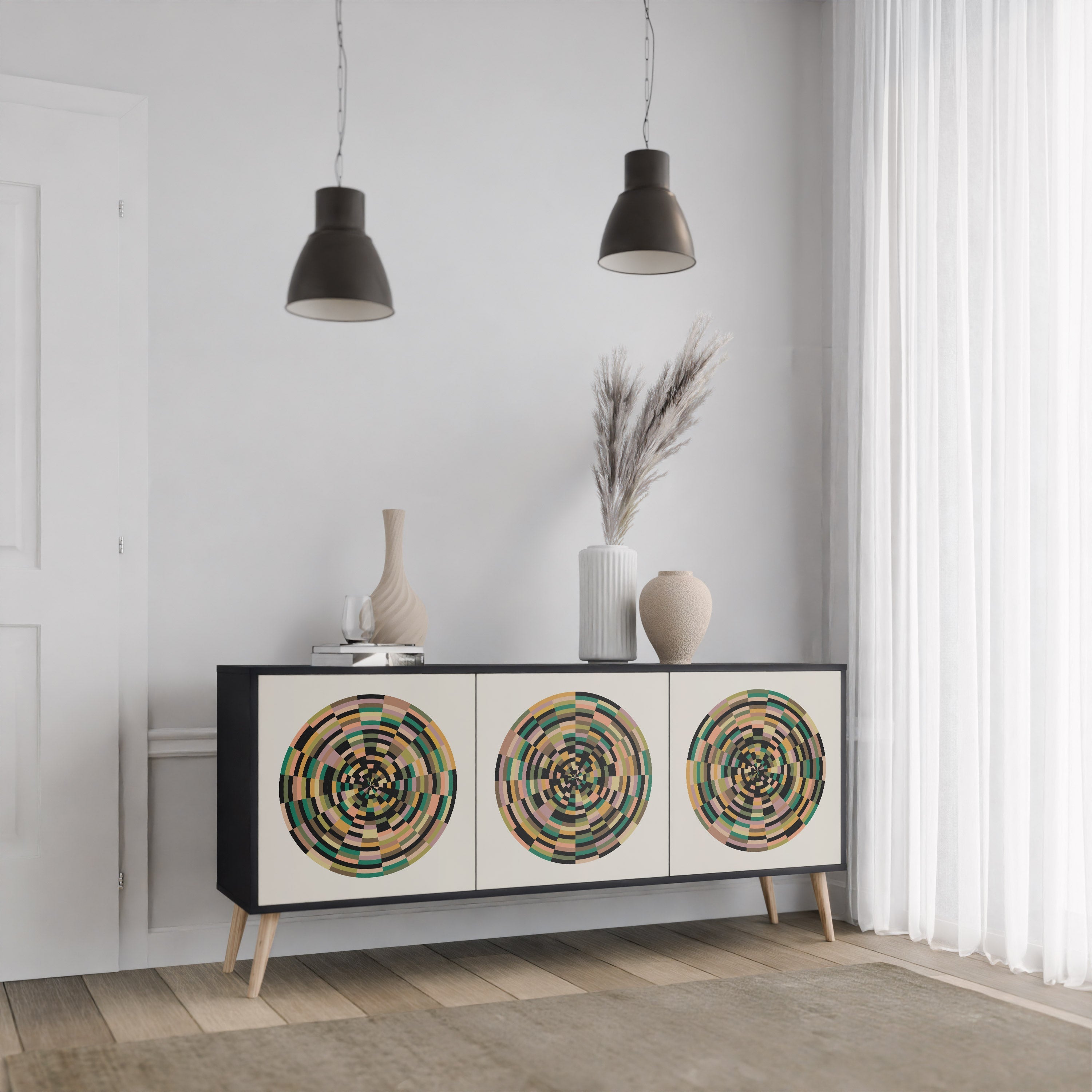 Buffet 3 portes GREEN CIRCLES finition noire