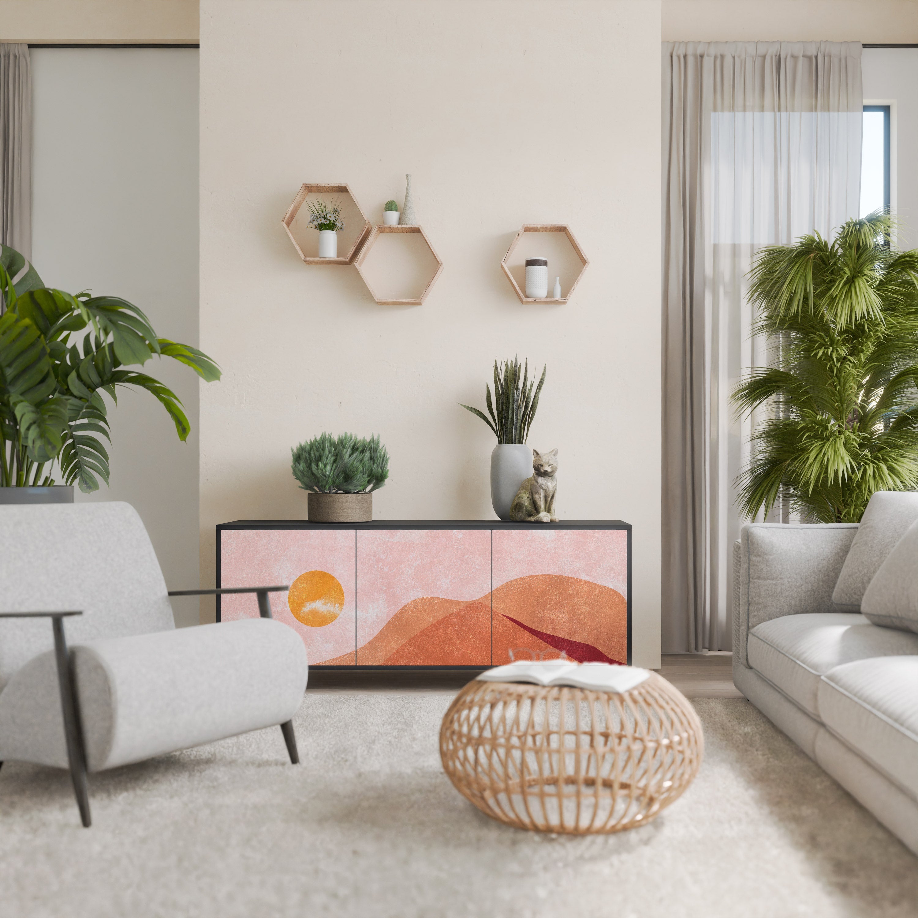 Buffet 3 portes LUMINOUS SUNLIGHT finition noire