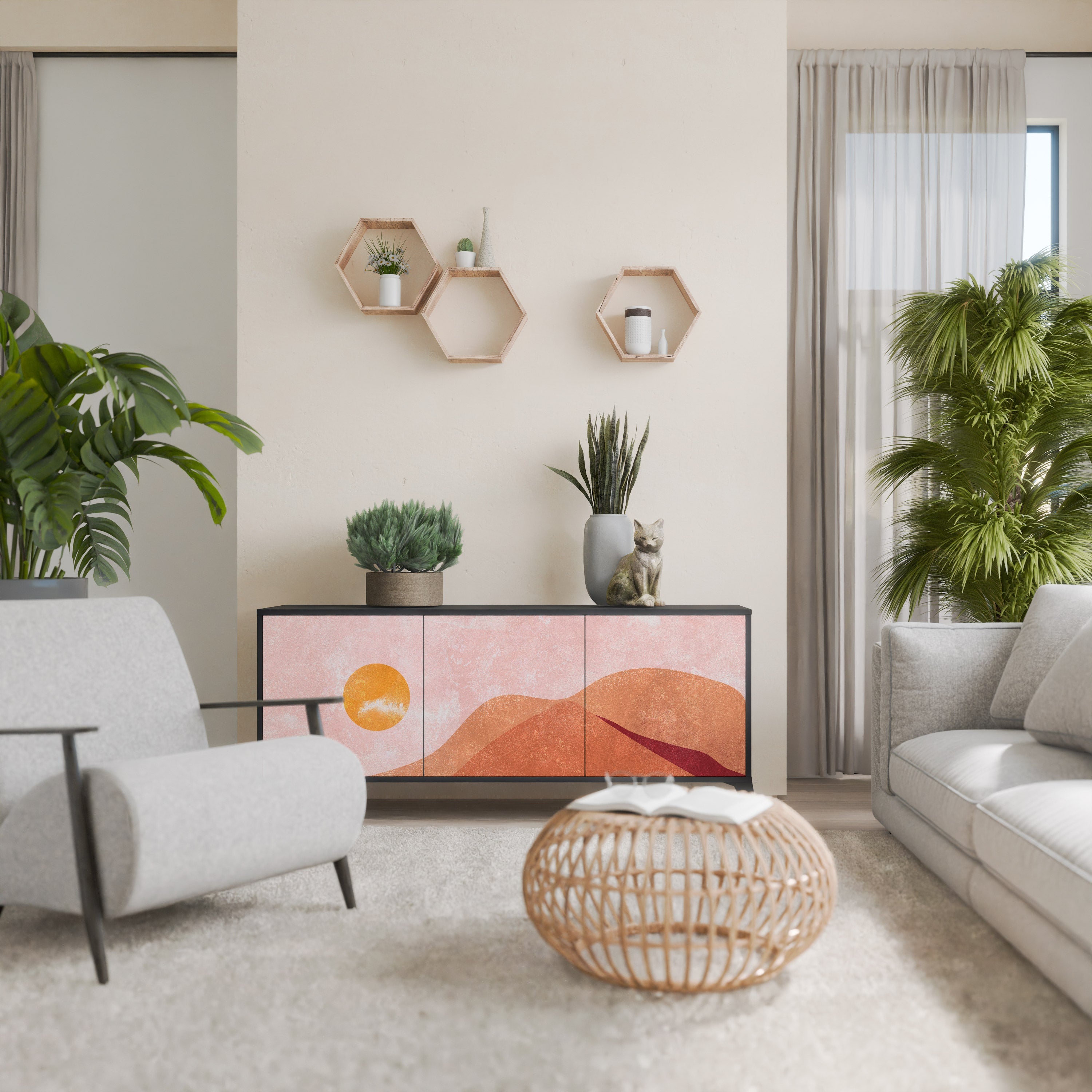 Buffet 3 portes LUMINOUS SUNLIGHT finition noire