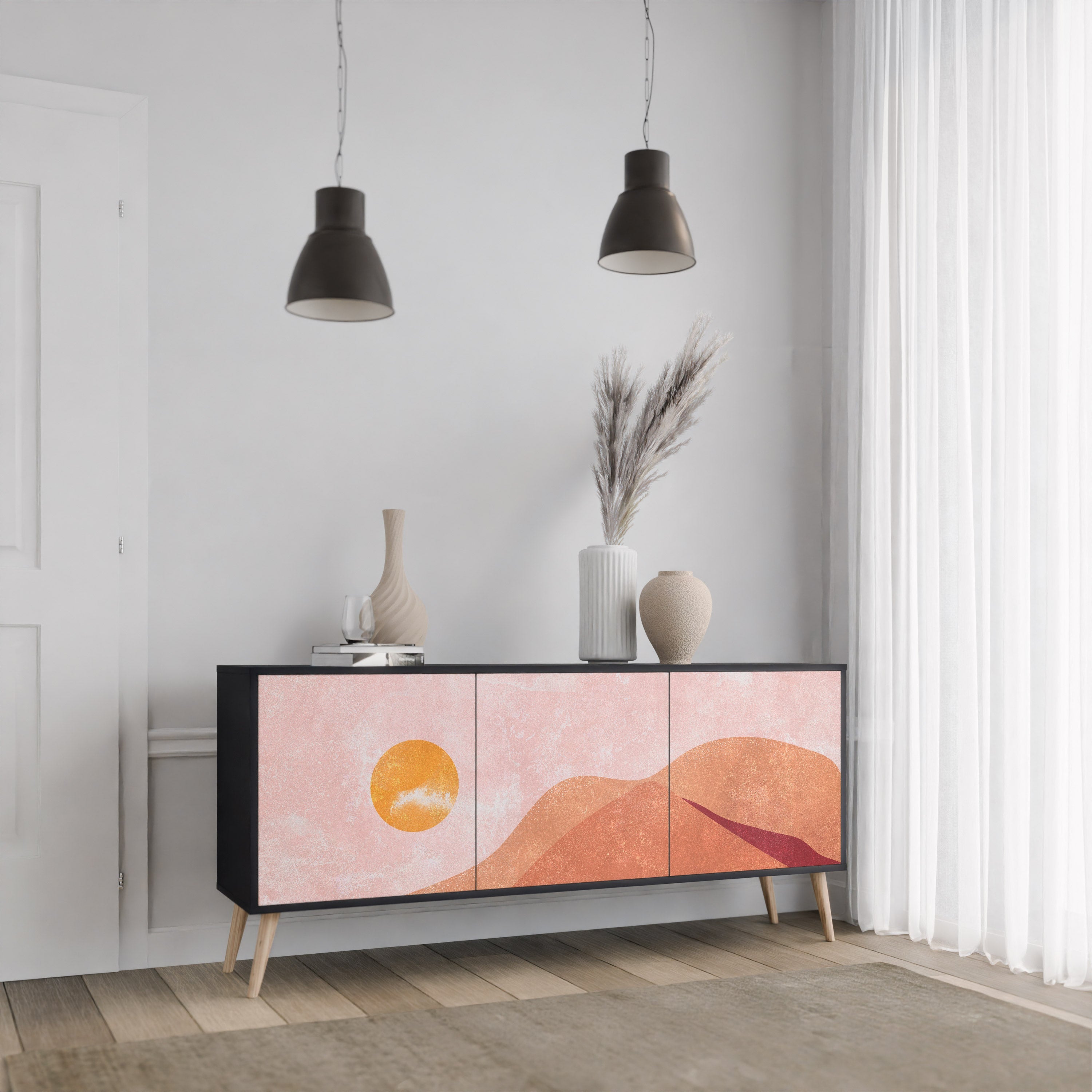 Buffet 3 portes LUMINOUS SUNLIGHT finition noire