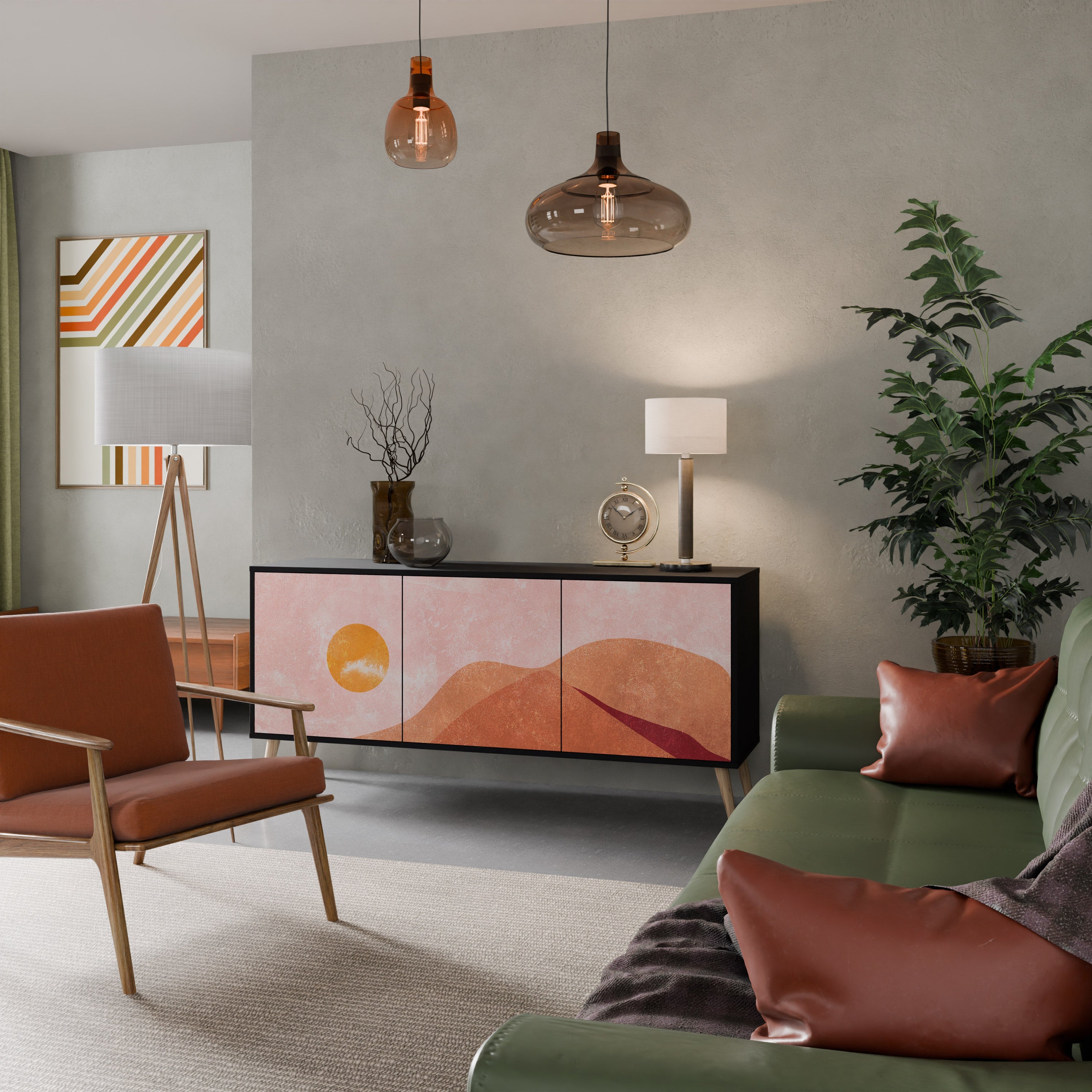 Buffet 3 portes LUMINOUS SUNLIGHT finition noire