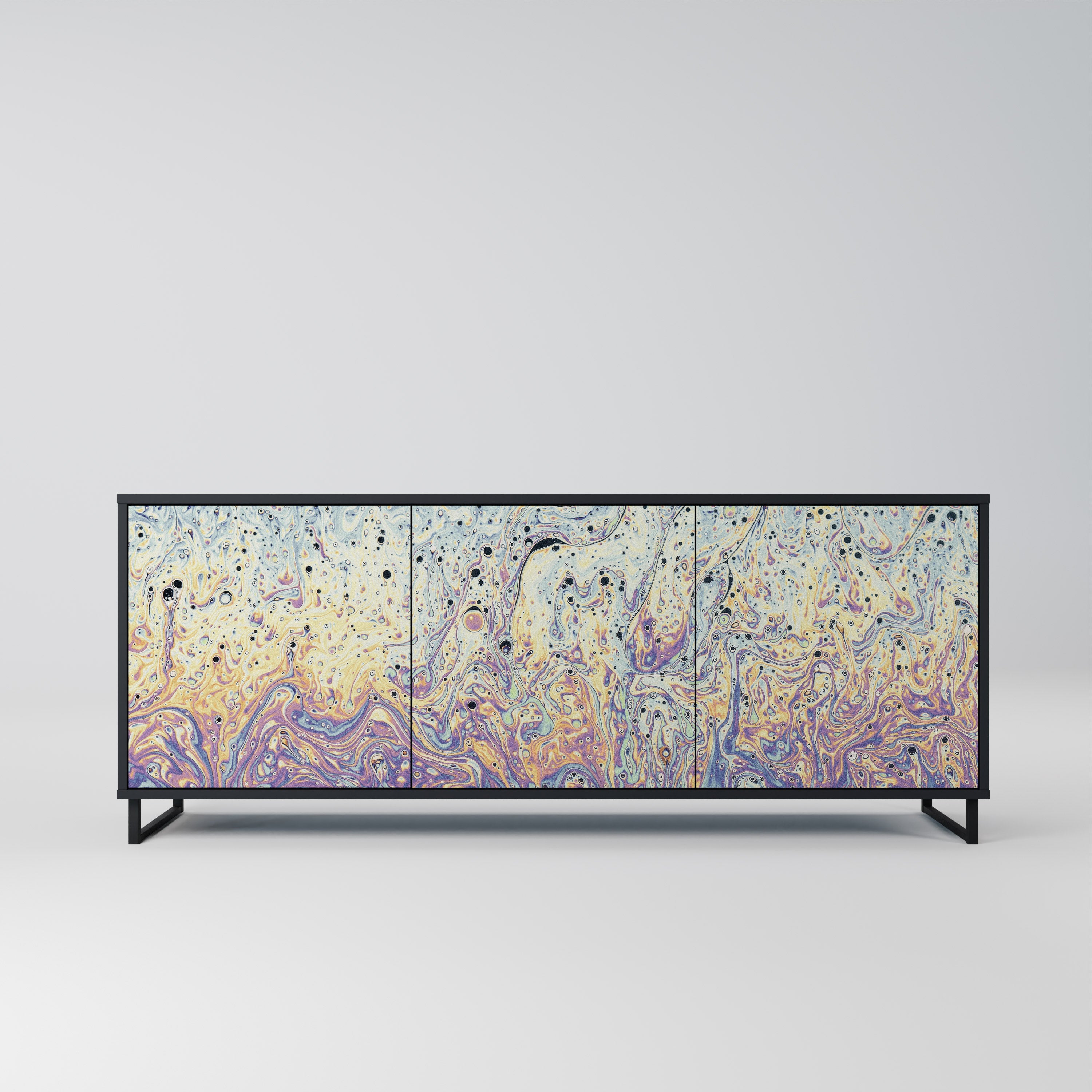 Buffet 3 portes MOSAIC OF COLORS en finition noire