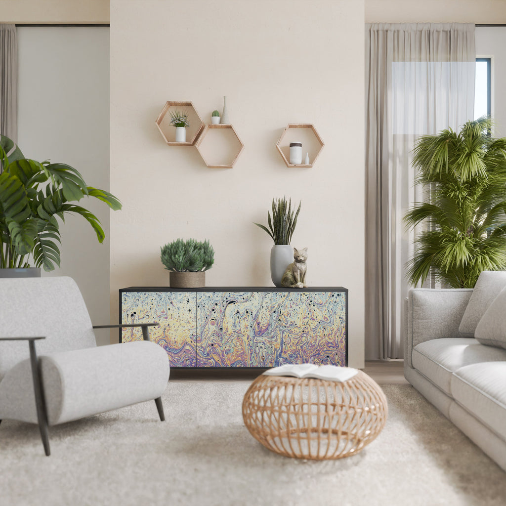 Buffet 3 portes MOSAIC OF COLORS en finition noire