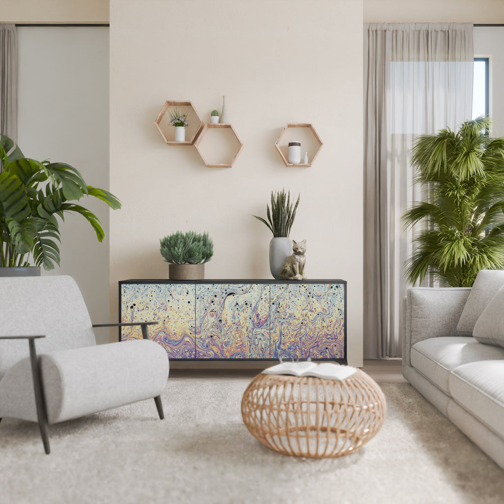 Buffet 3 portes MOSAIC OF COLORS en finition noire