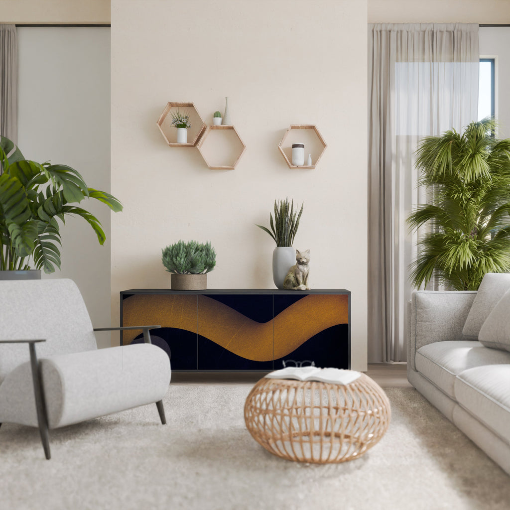 Buffet 3 portes HOLLOW TIME en finition noire