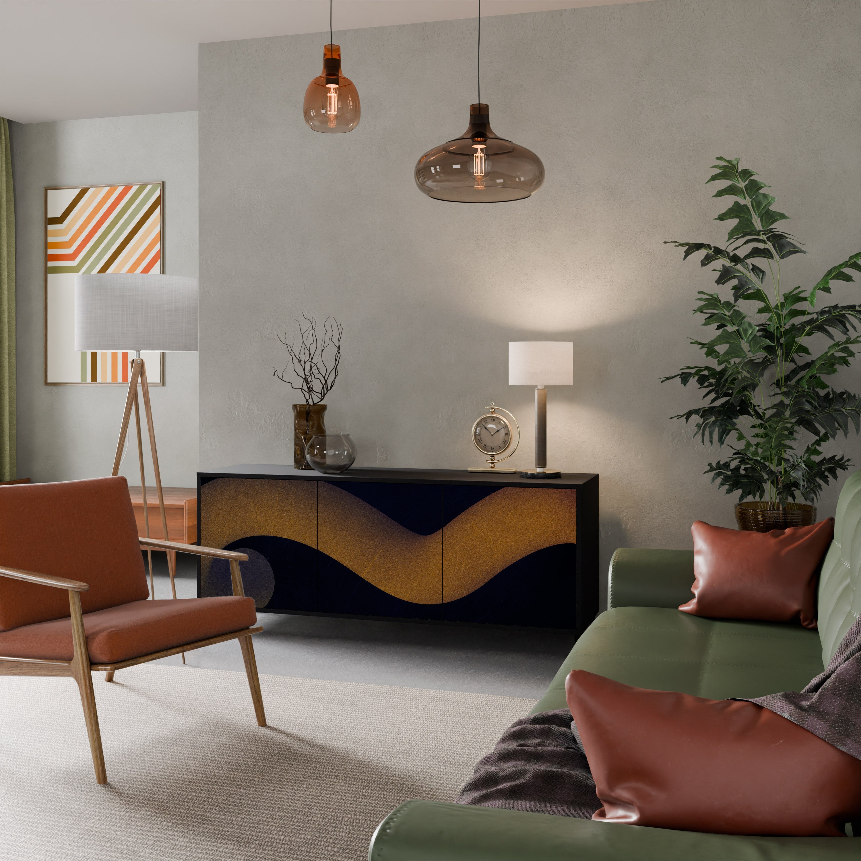 Buffet 3 portes HOLLOW TIME en finition noire