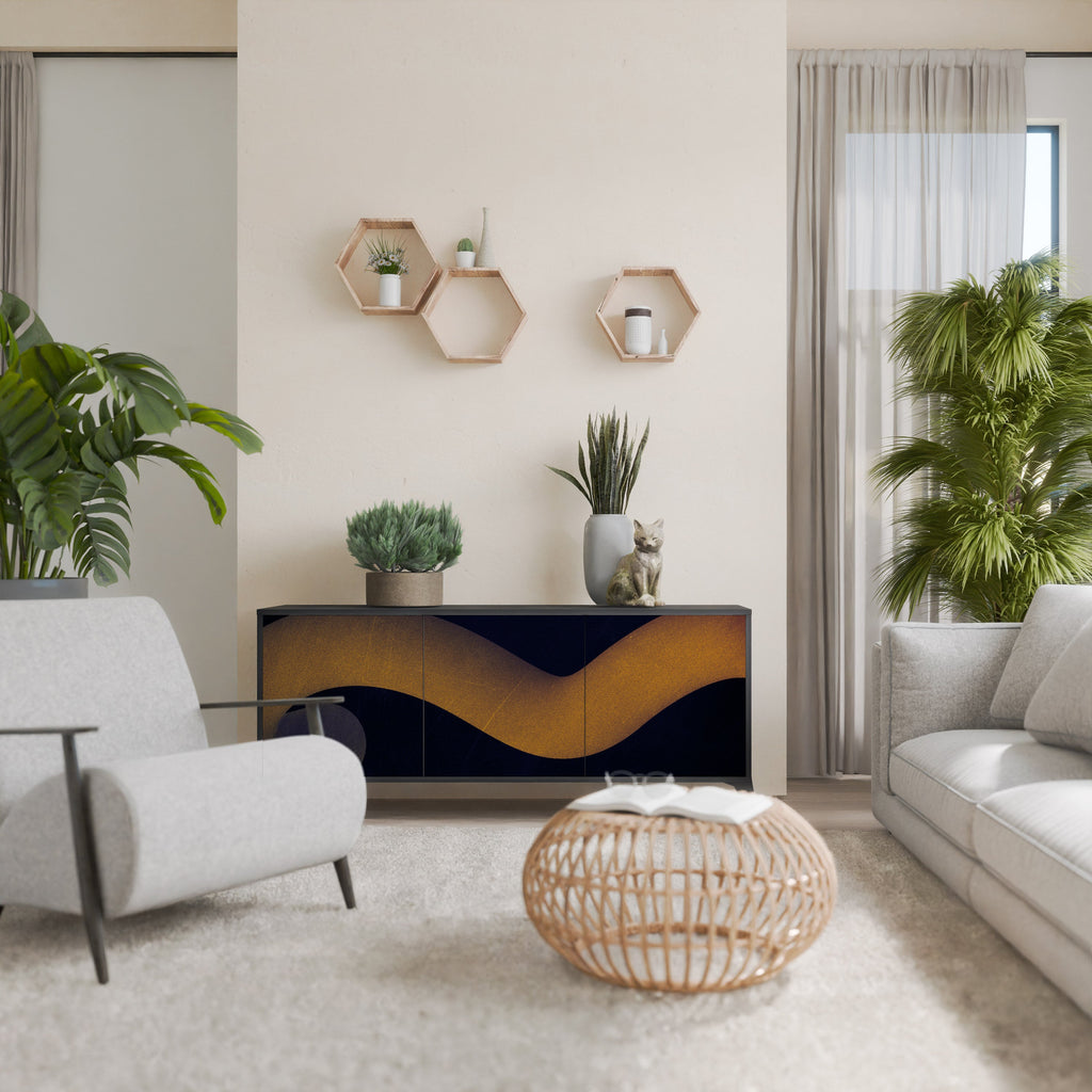 Buffet 3 portes HOLLOW TIME en finition noire