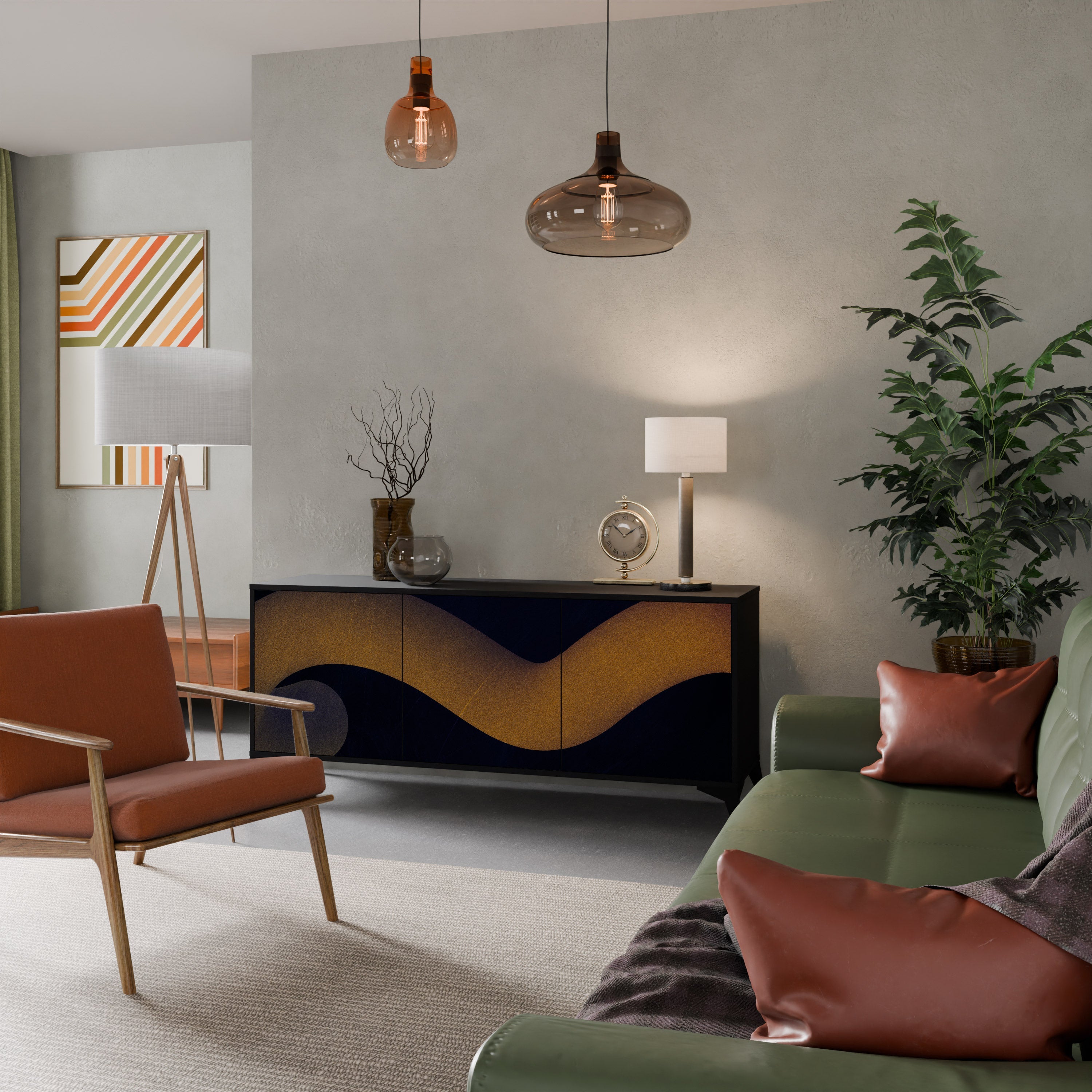 Buffet 3 portes HOLLOW TIME en finition noire