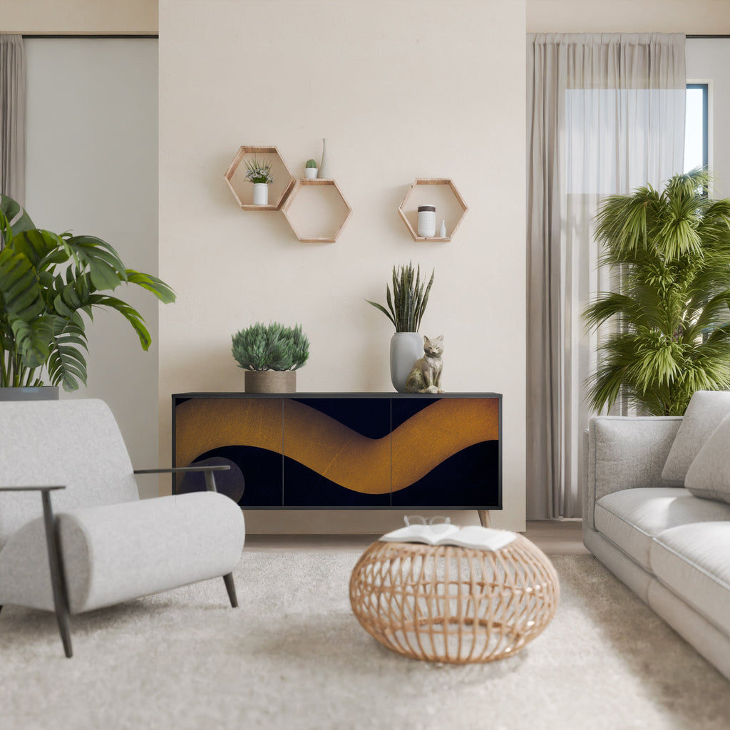 Buffet 3 portes HOLLOW TIME en finition noire