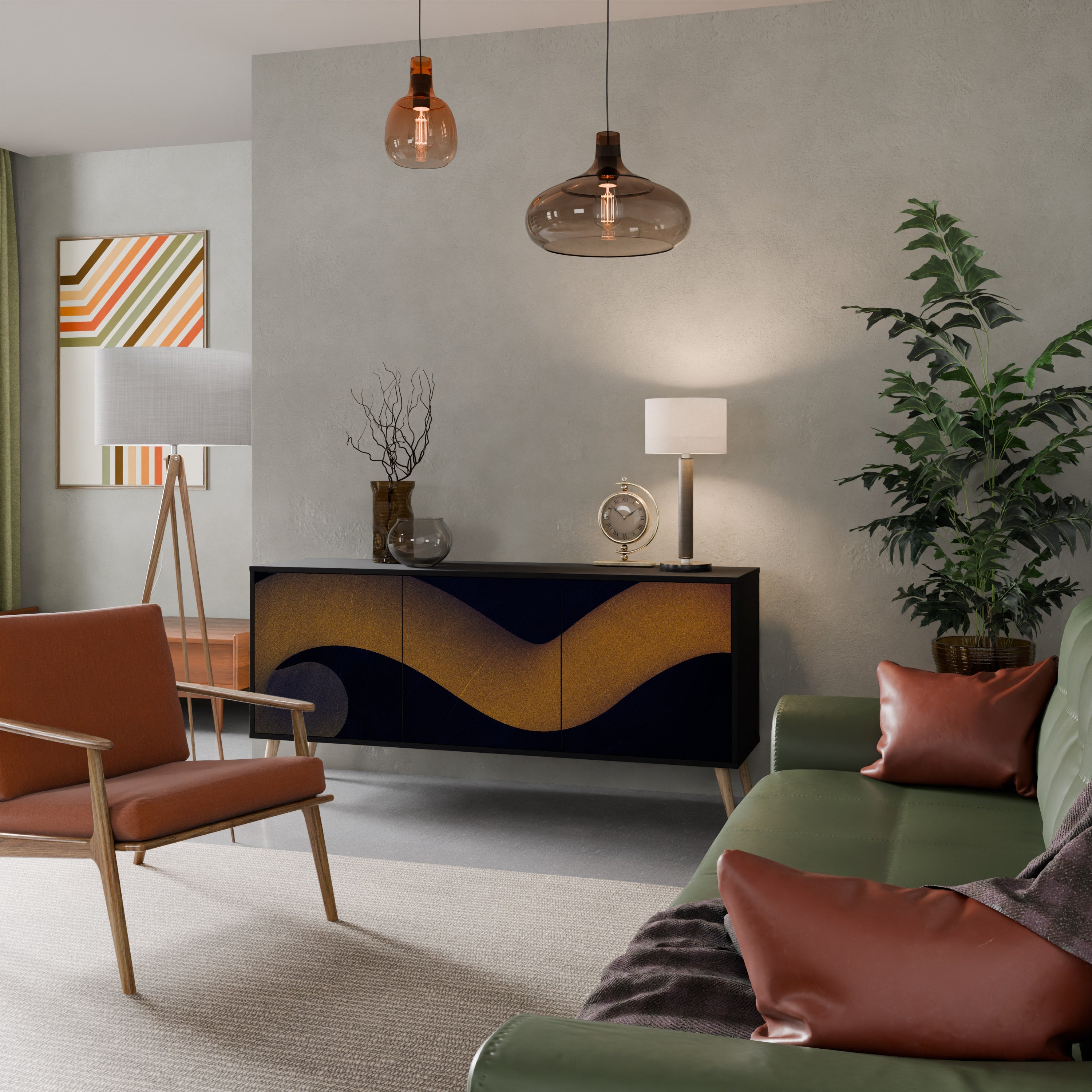 Buffet 3 portes HOLLOW TIME en finition noire