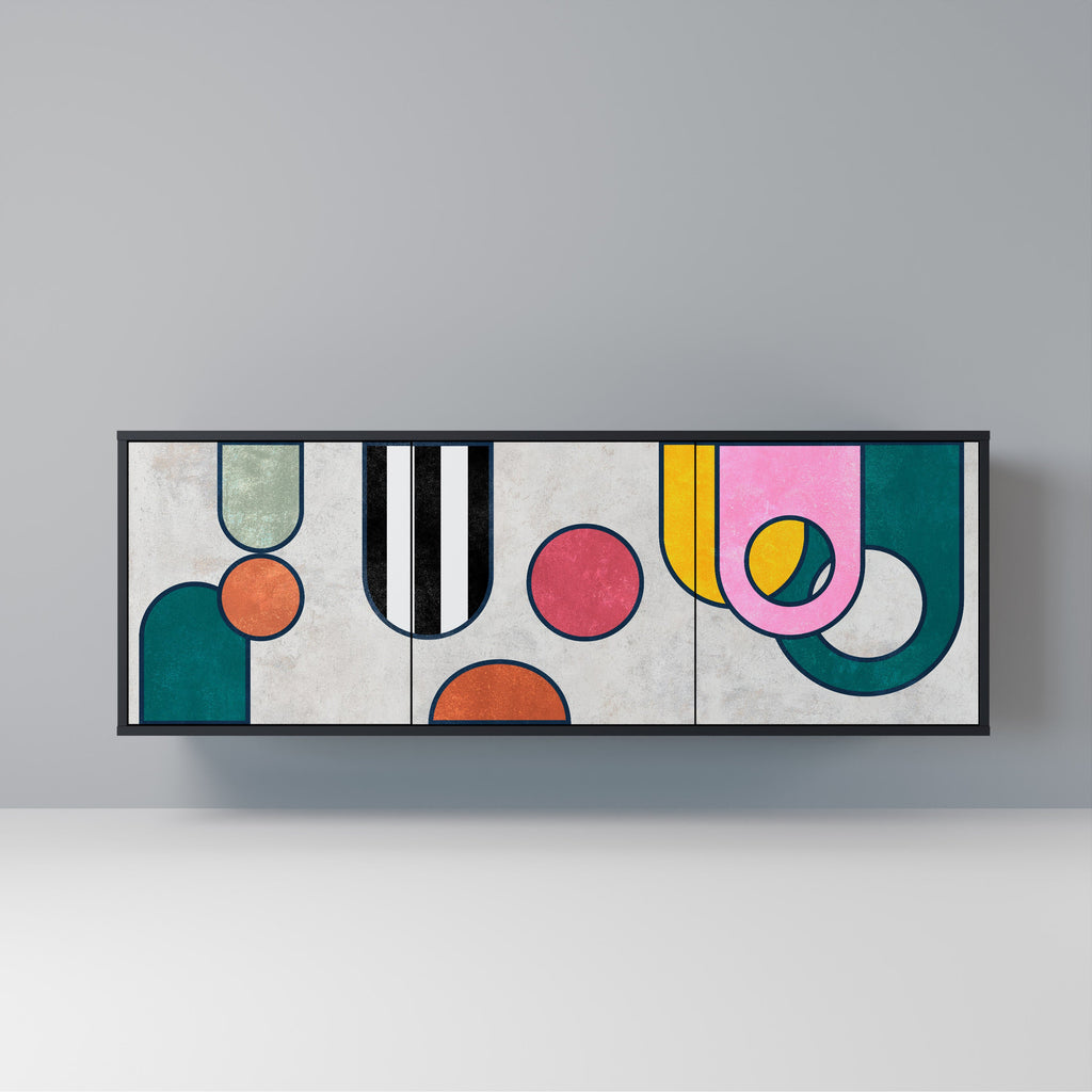 COOL STORY 3-Door Sideboard in Black Finish