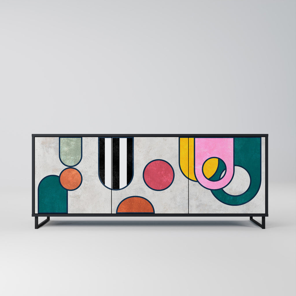 COOL STORY 3-Door Sideboard in Black Finish