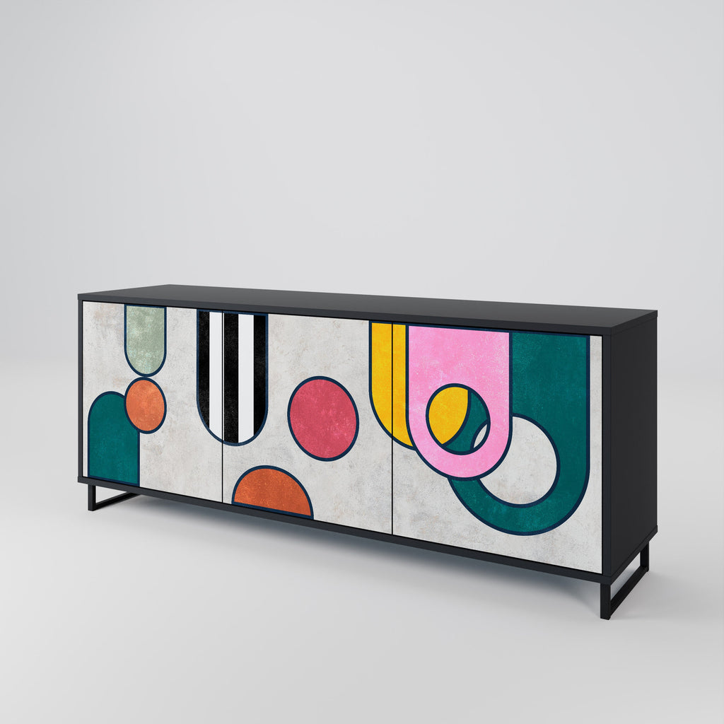 COOL STORY 3-Door Sideboard in Black Finish