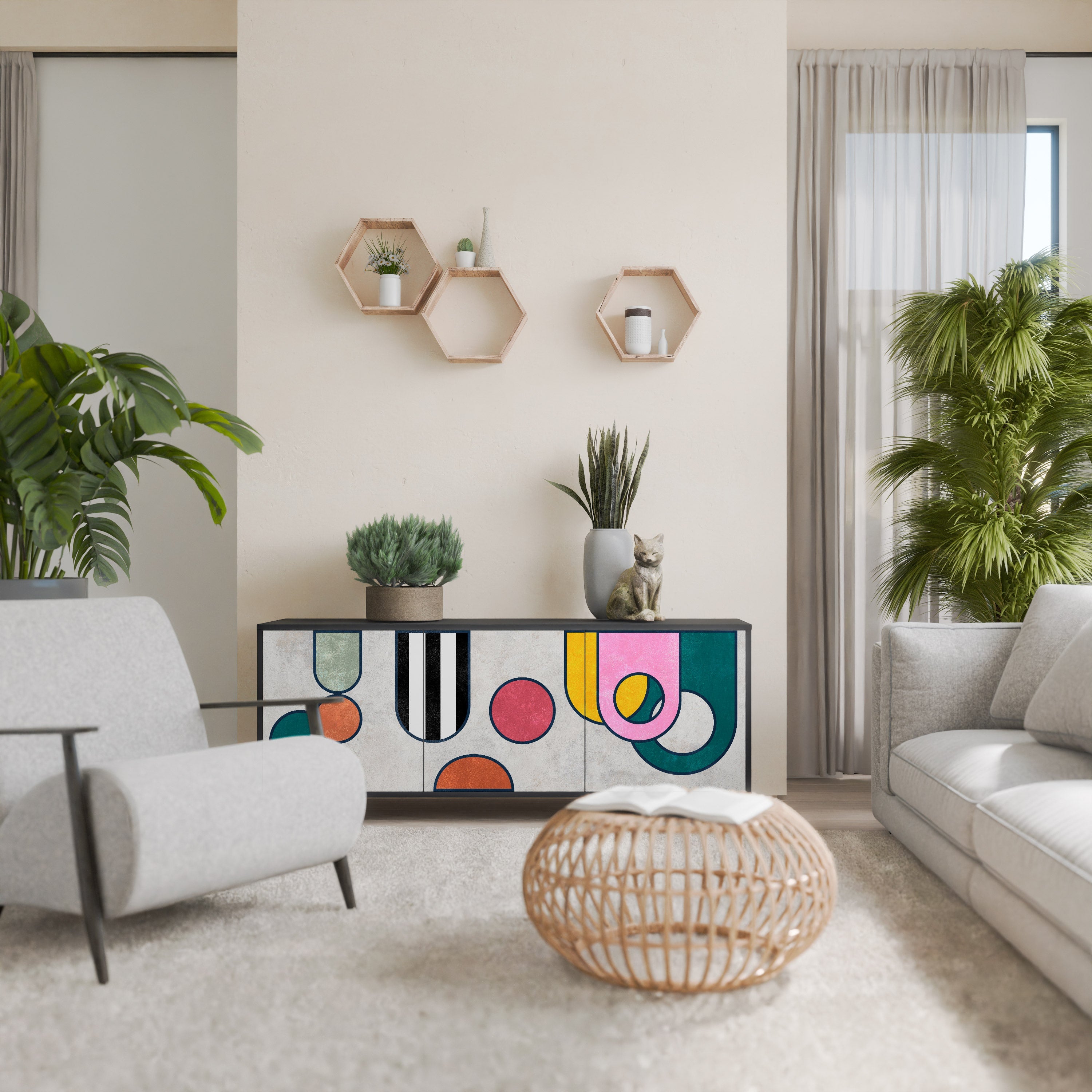 Buffet 3 portes COOL STORY en finition noire