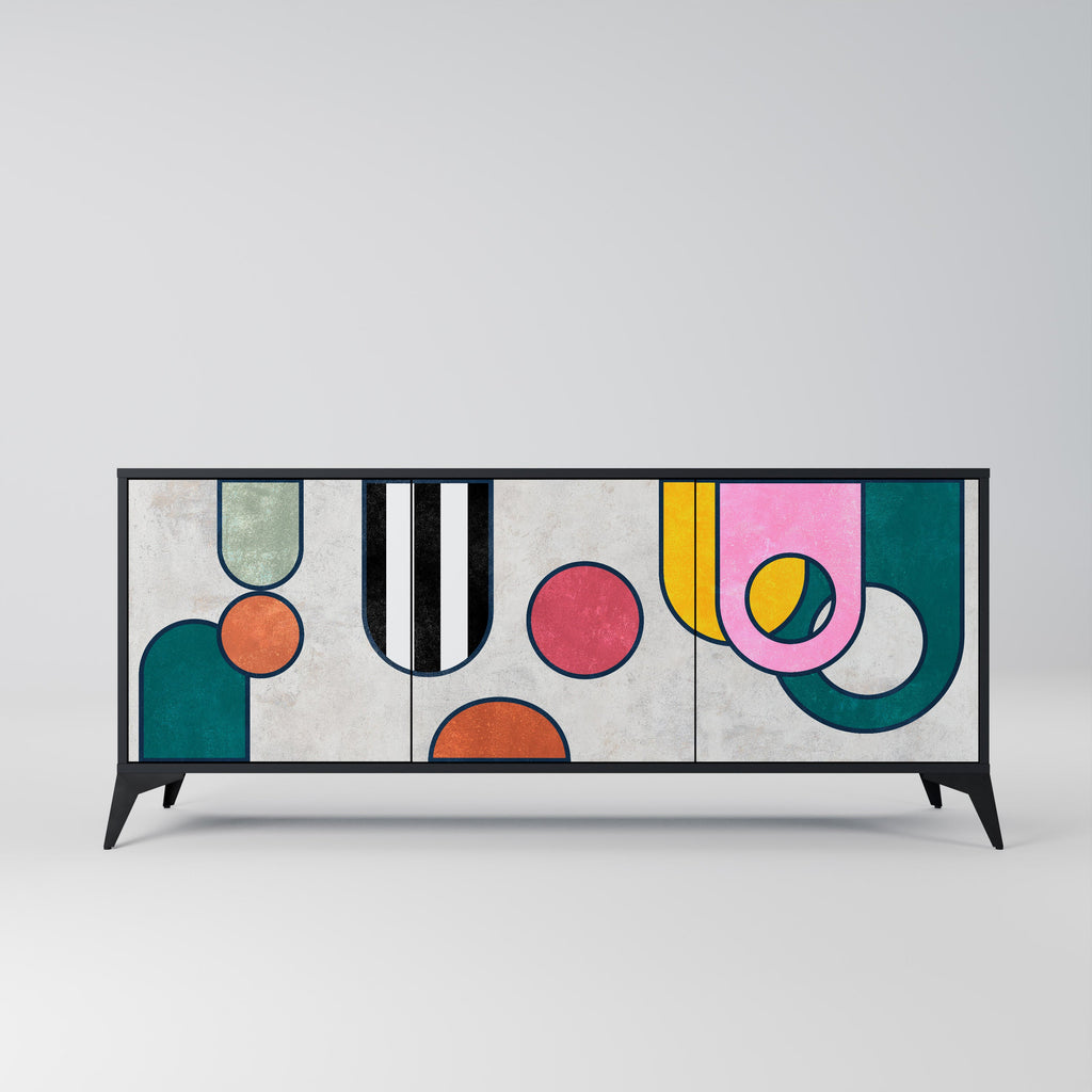 COOL STORY 3-Door Sideboard in Black Finish