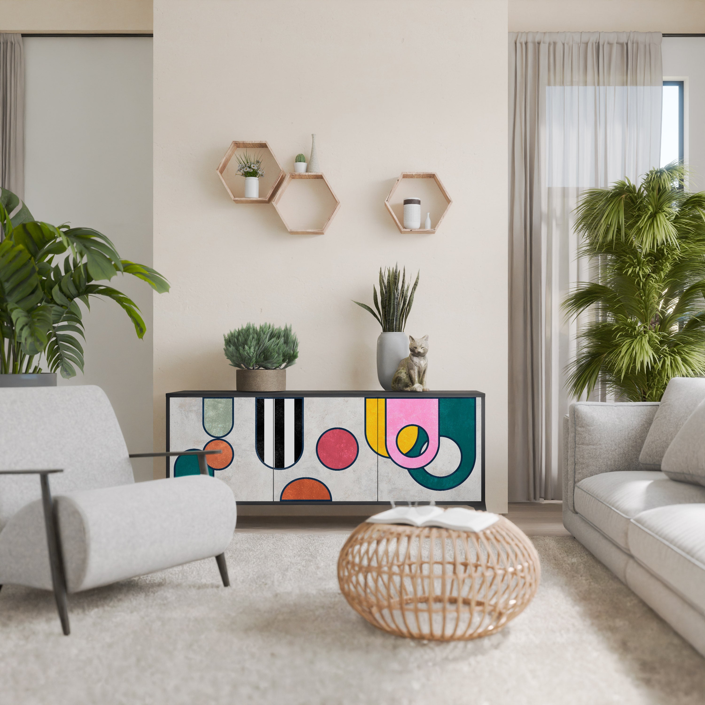 Buffet 3 portes COOL STORY en finition noire