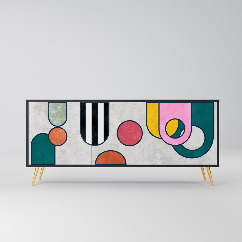 COOL STORY 3-Door Sideboard in Black Finish