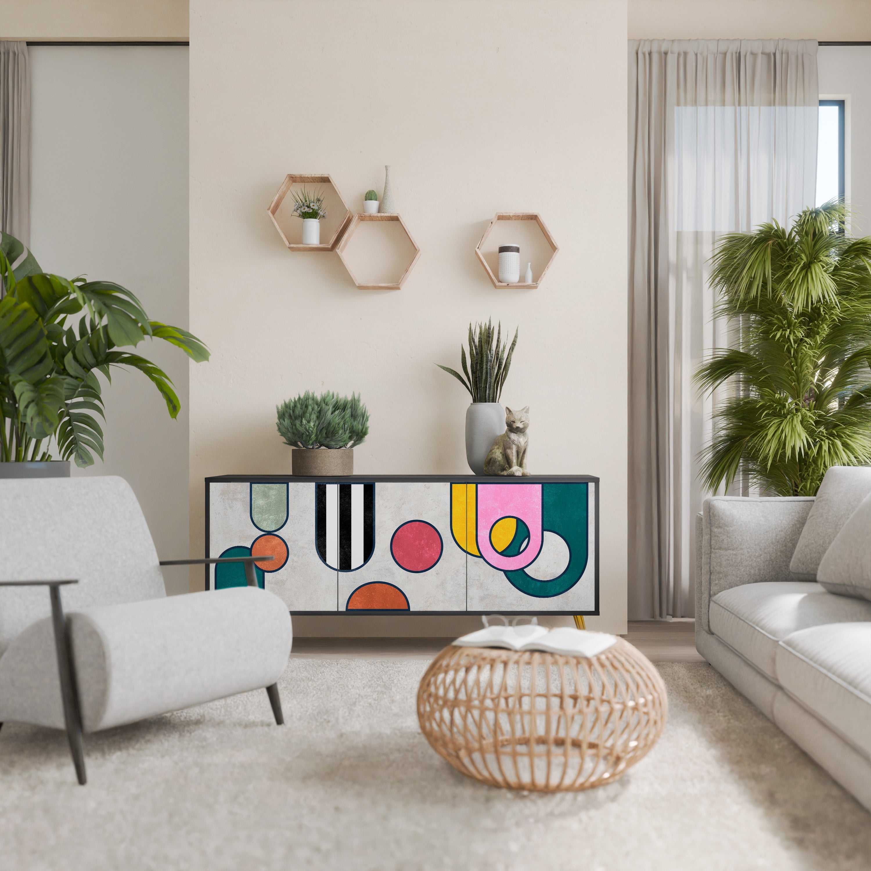 Buffet 3 portes COOL STORY en finition noire