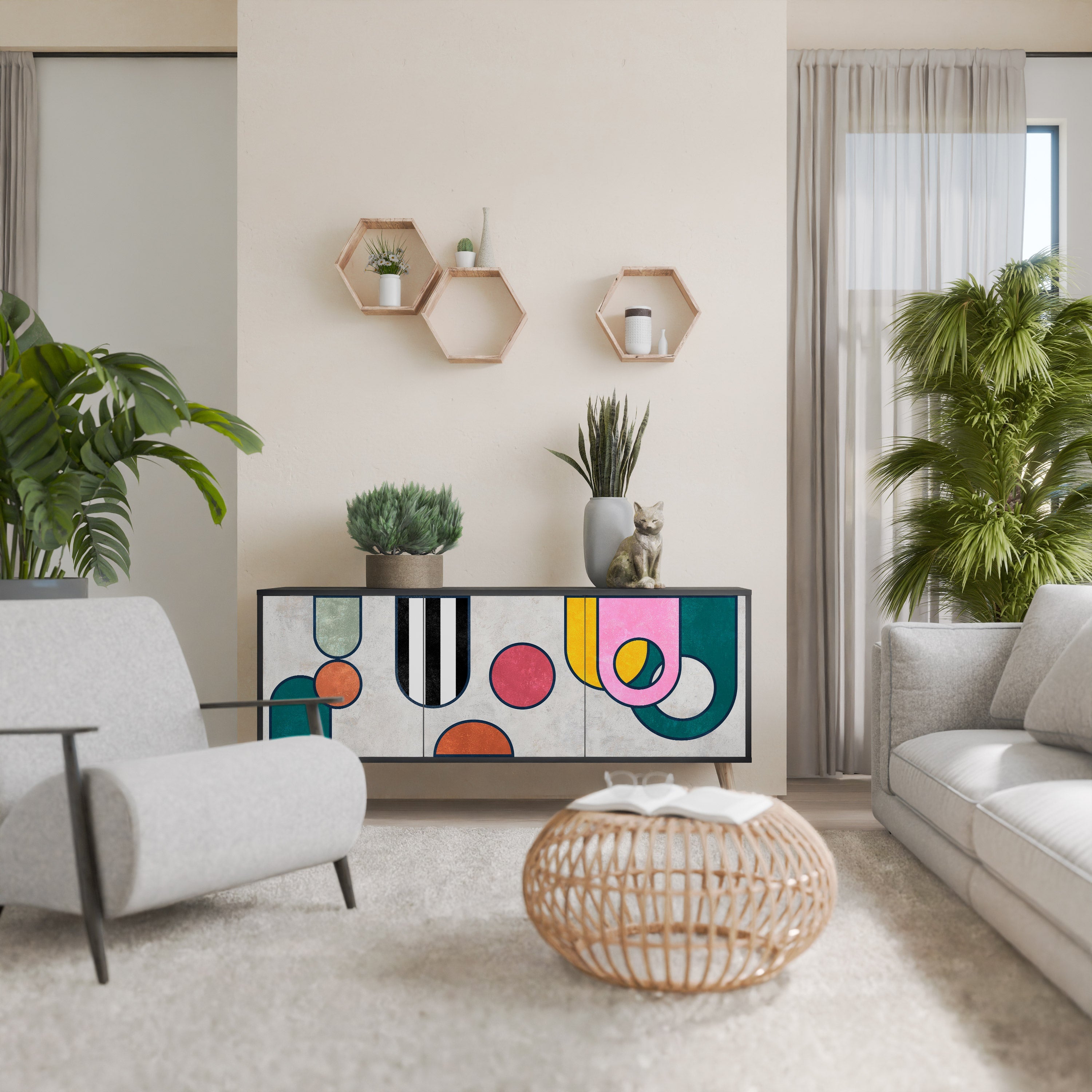 Buffet 3 portes COOL STORY en finition noire