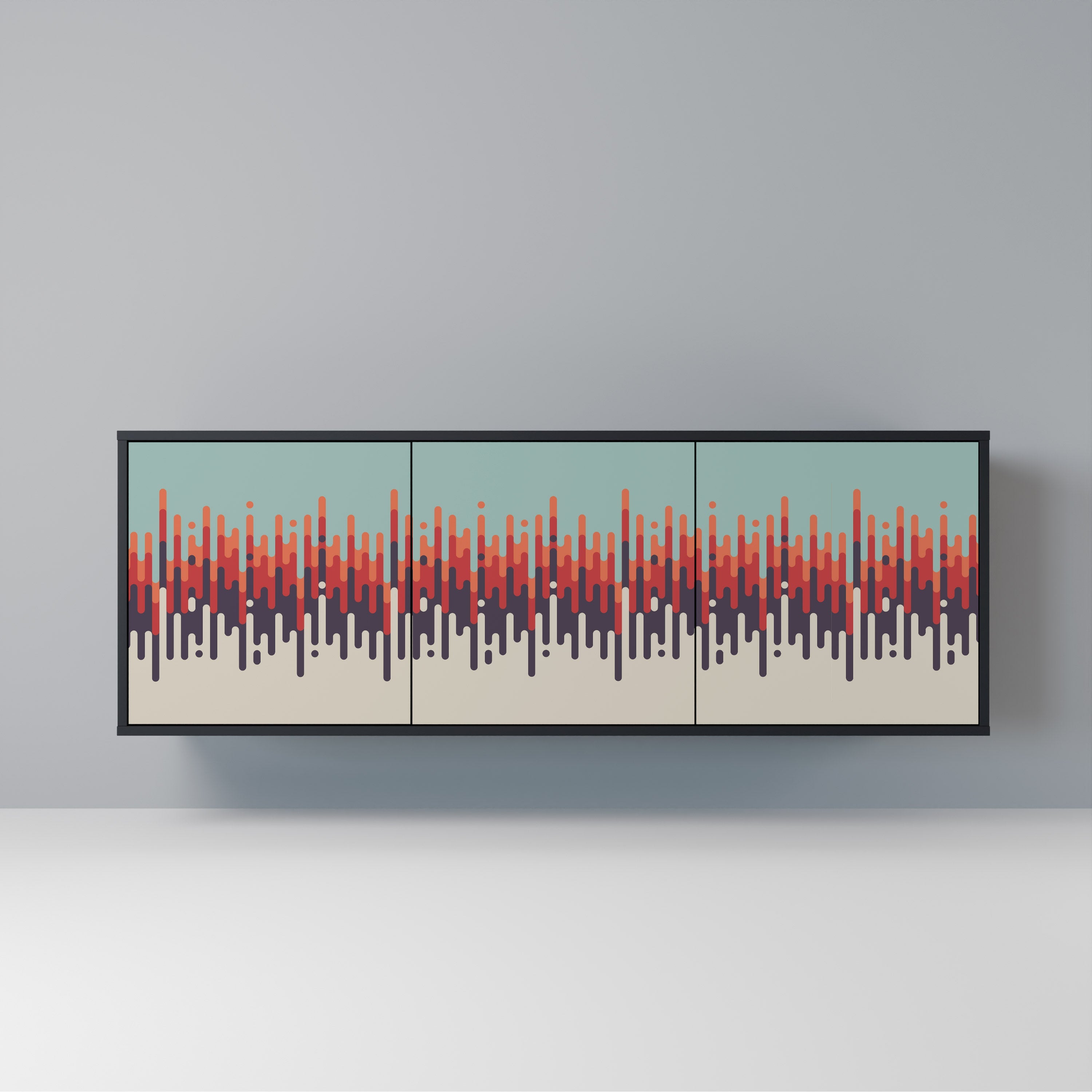 Buffet 3 portes CHROMA CONTOURS finition noire