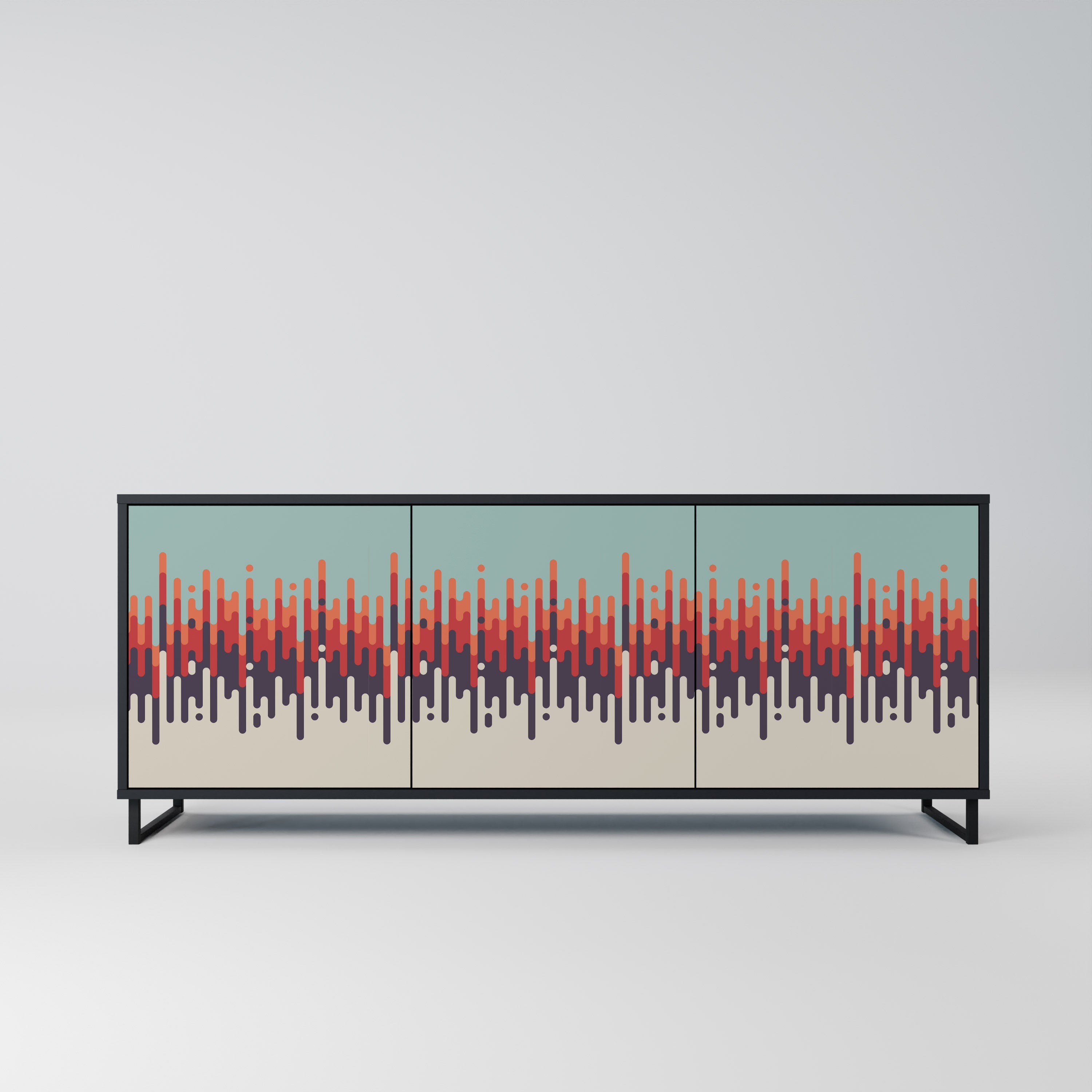 Buffet 3 portes CHROMA CONTOURS finition noire