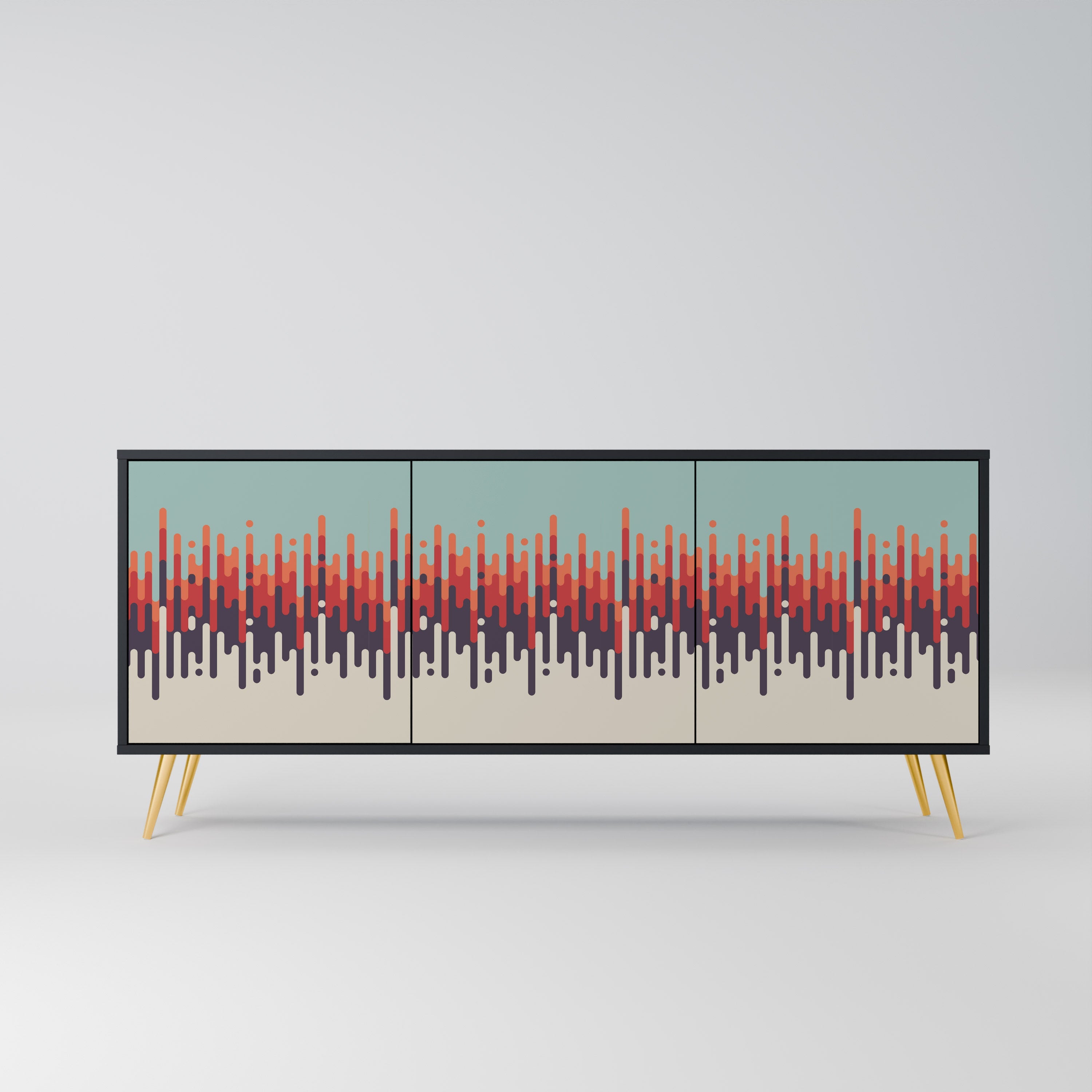 Buffet 3 portes CHROMA CONTOURS finition noire