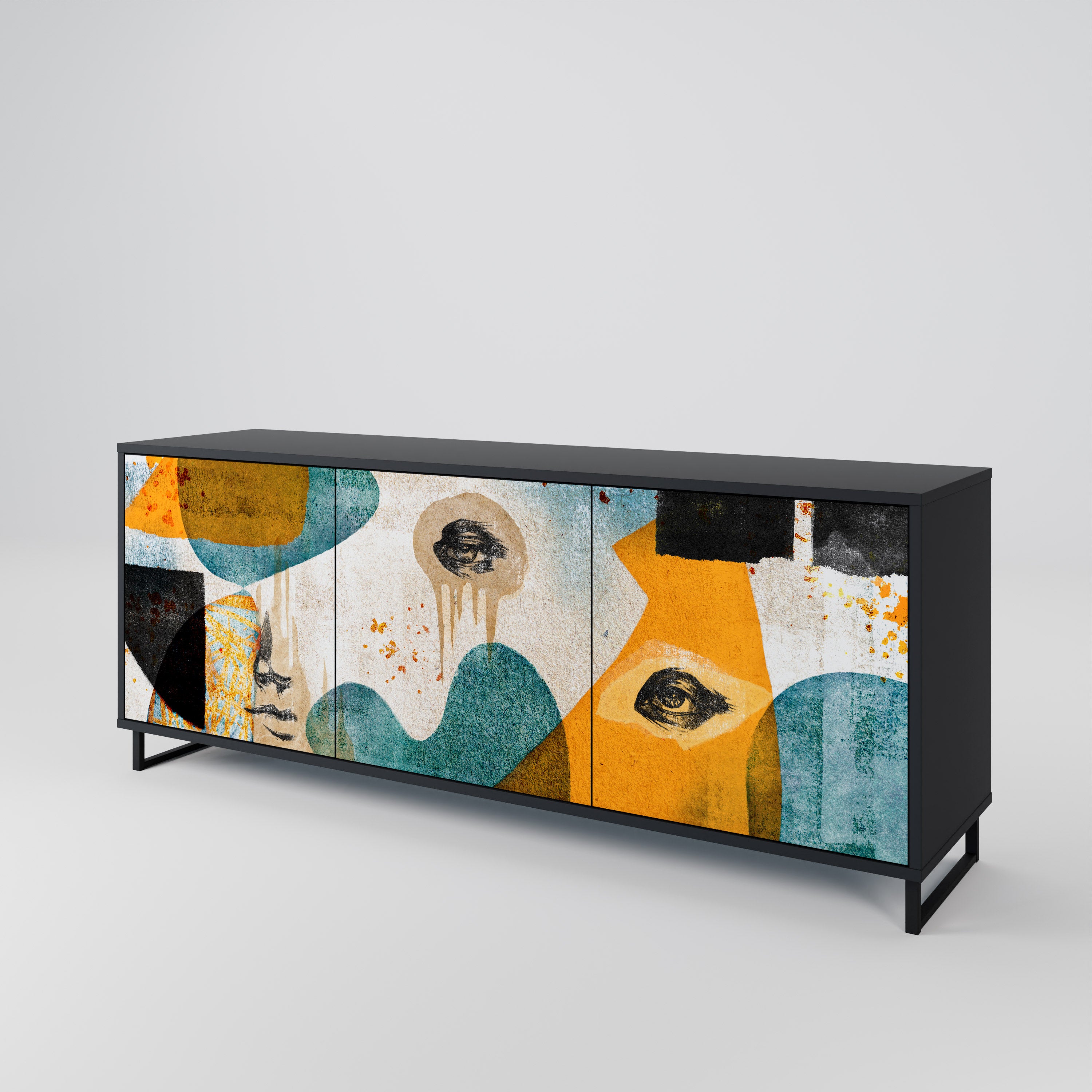ABSTRACT FACES 3-Door Sideboard