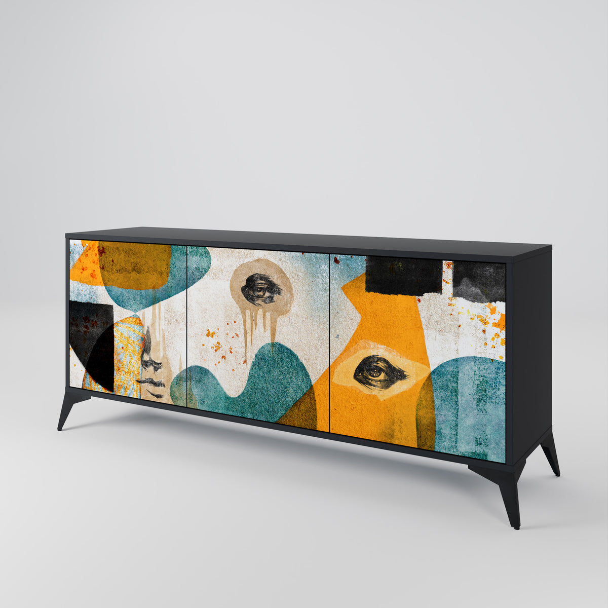 ABSTRACT FACES 3-Door Sideboard