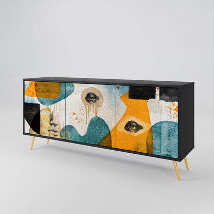 ABSTRACT FACES 3-Door Sideboard
