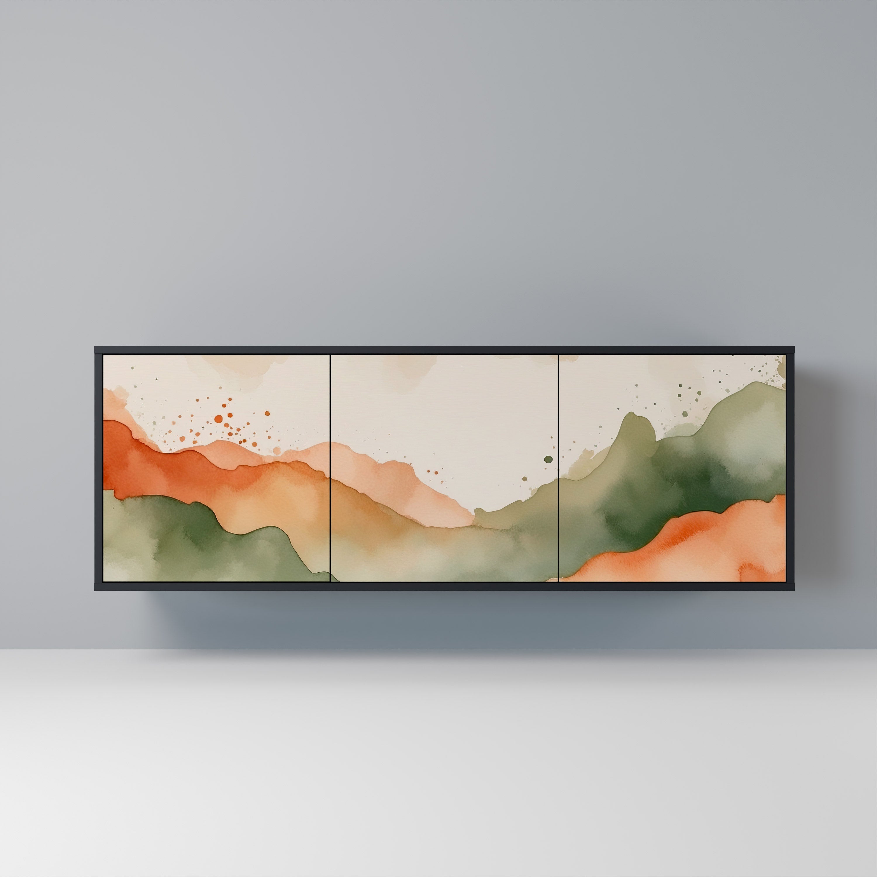 Buffet 3 portes WATERCOLOUR PEAKS en finition noire