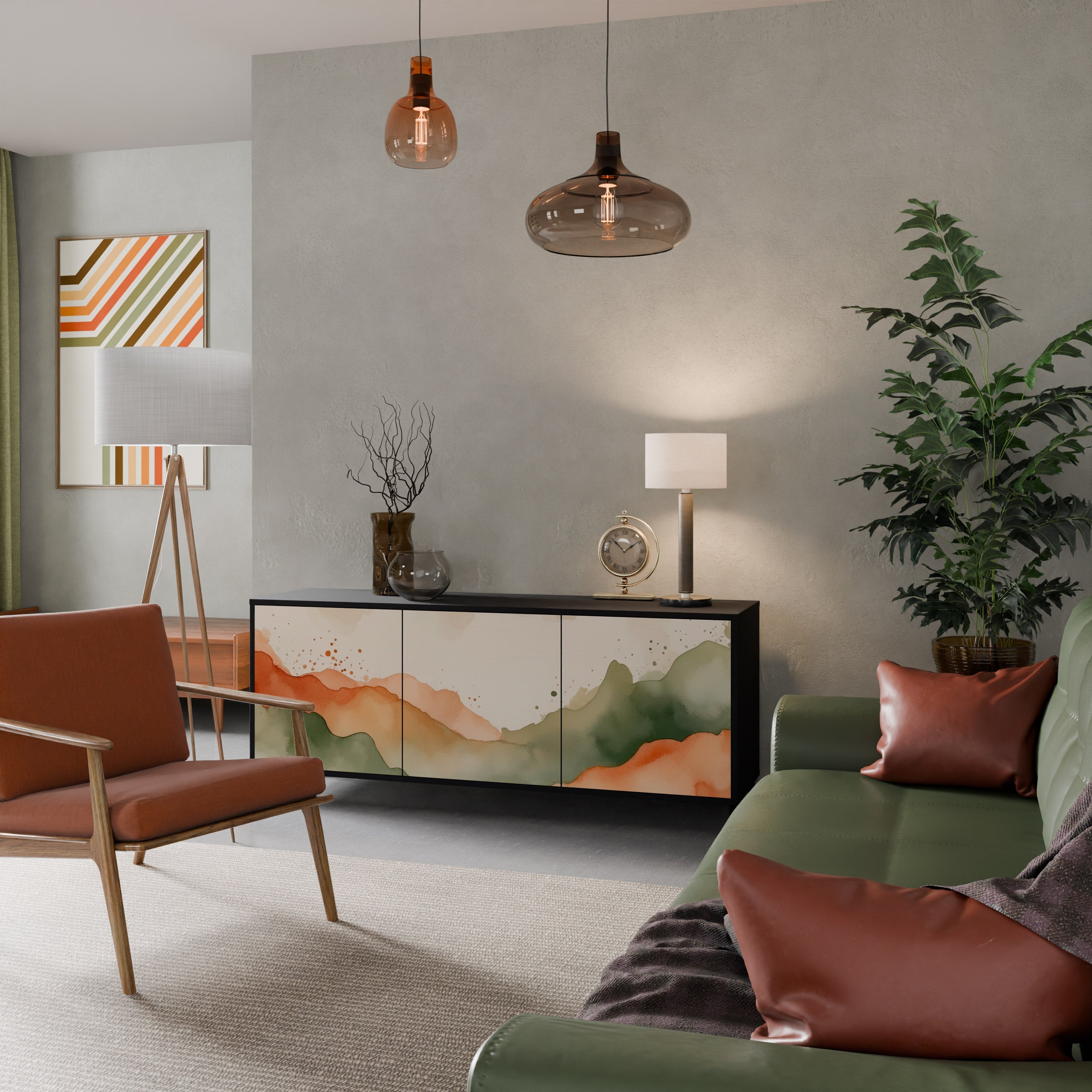 Buffet 3 portes WATERCOLOUR PEAKS en finition noire