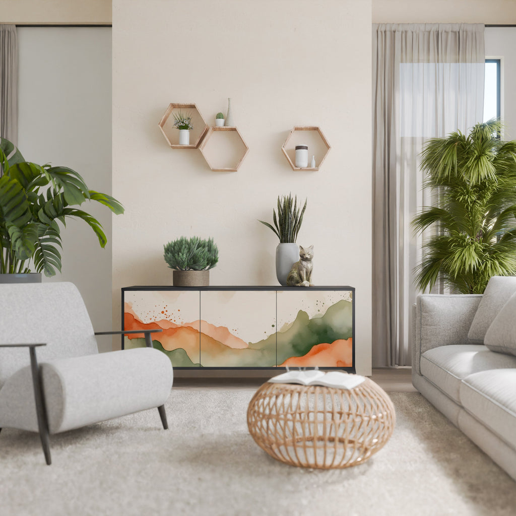 Buffet 3 portes WATERCOLOUR PEAKS en finition noire