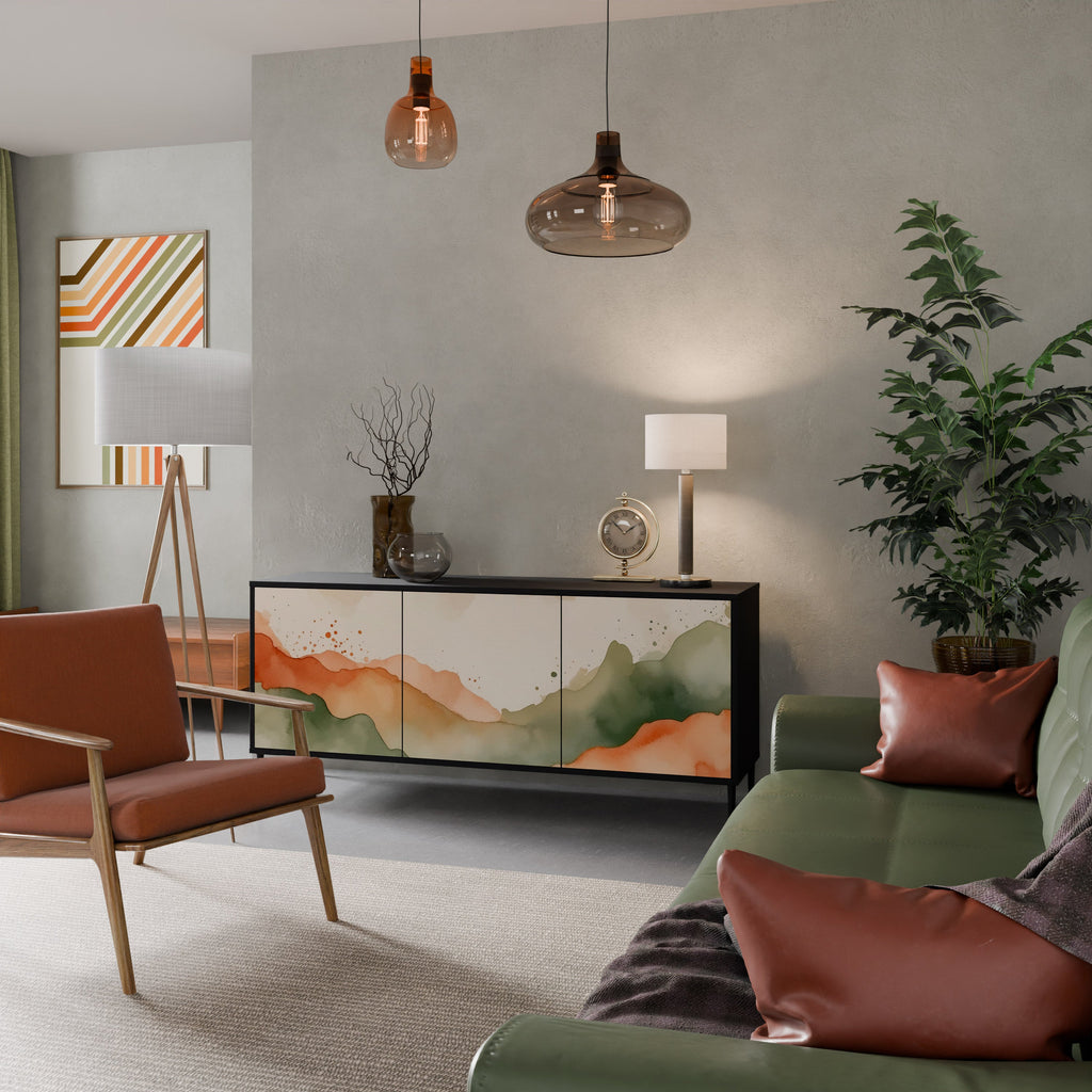 Buffet 3 portes WATERCOLOUR PEAKS en finition noire