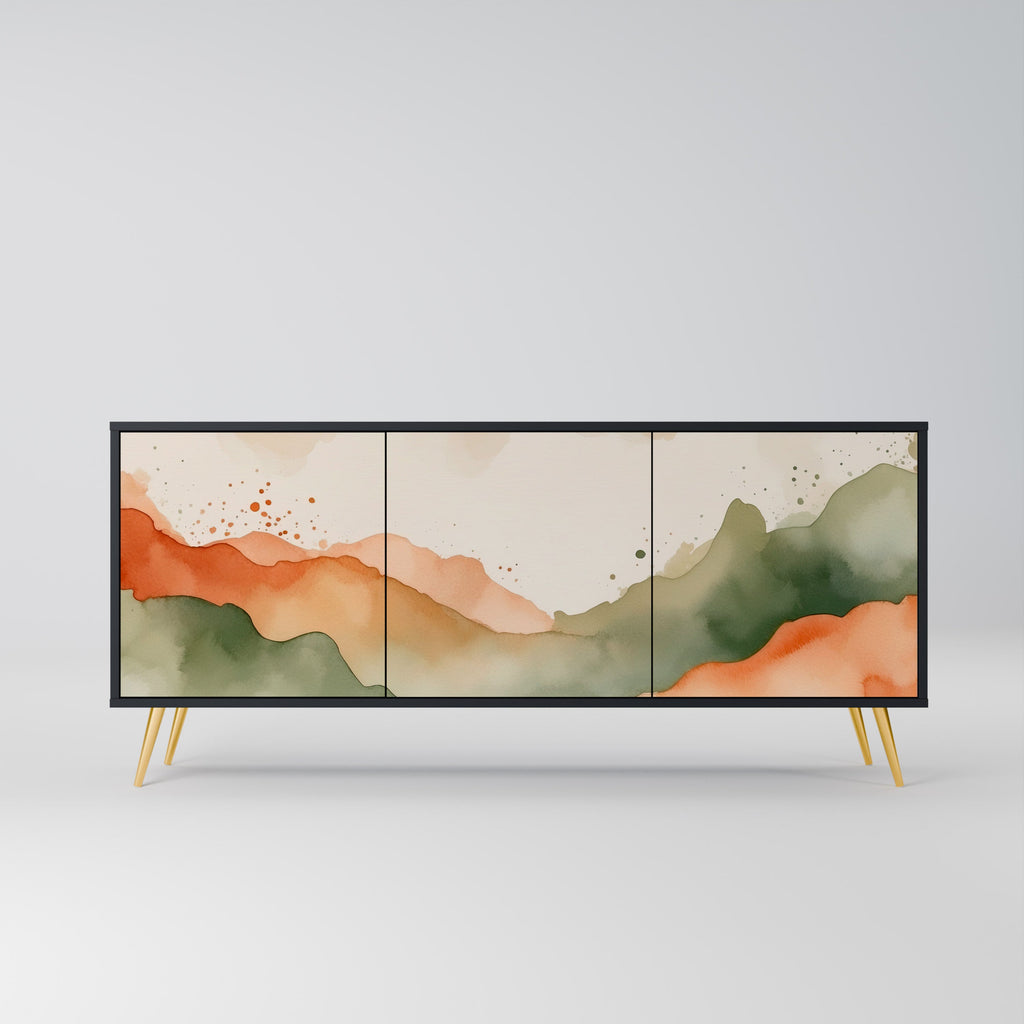 Buffet 3 portes WATERCOLOUR PEAKS en finition noire