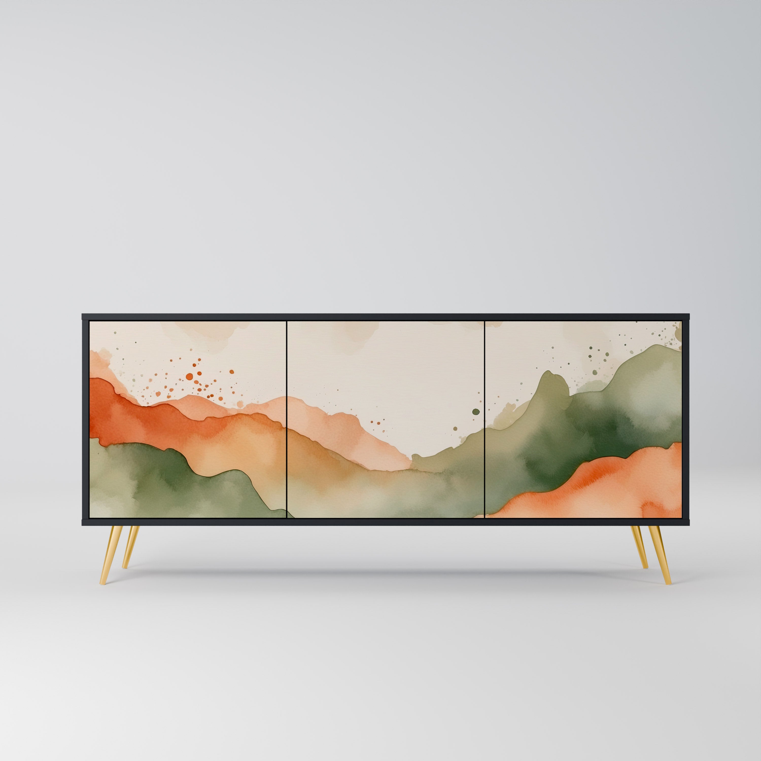 Buffet 3 portes WATERCOLOUR PEAKS en finition noire