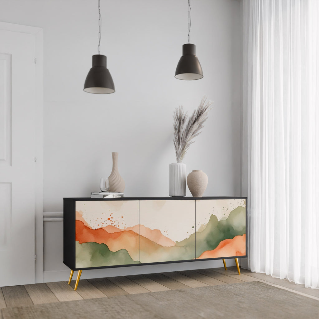 Buffet 3 portes WATERCOLOUR PEAKS en finition noire