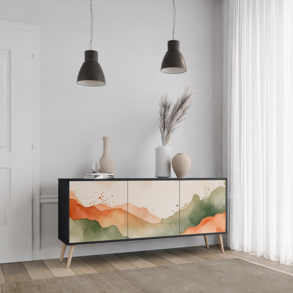 Buffet 3 portes WATERCOLOUR PEAKS en finition noire