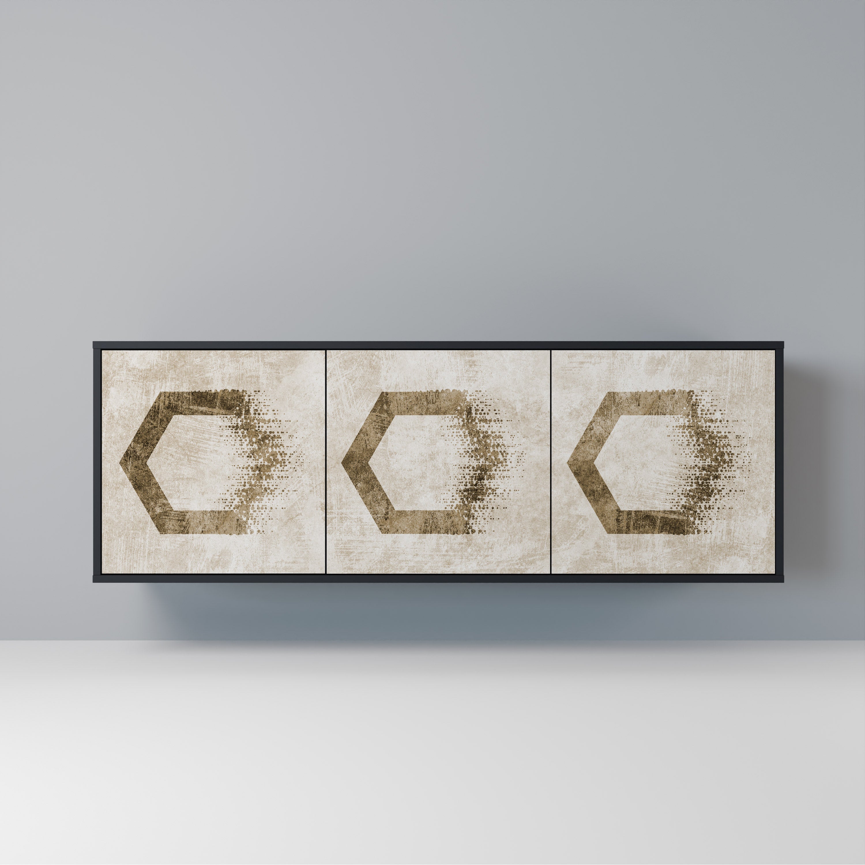 Buffet 3 portes HEXAGONAL SHAPES en finition noire