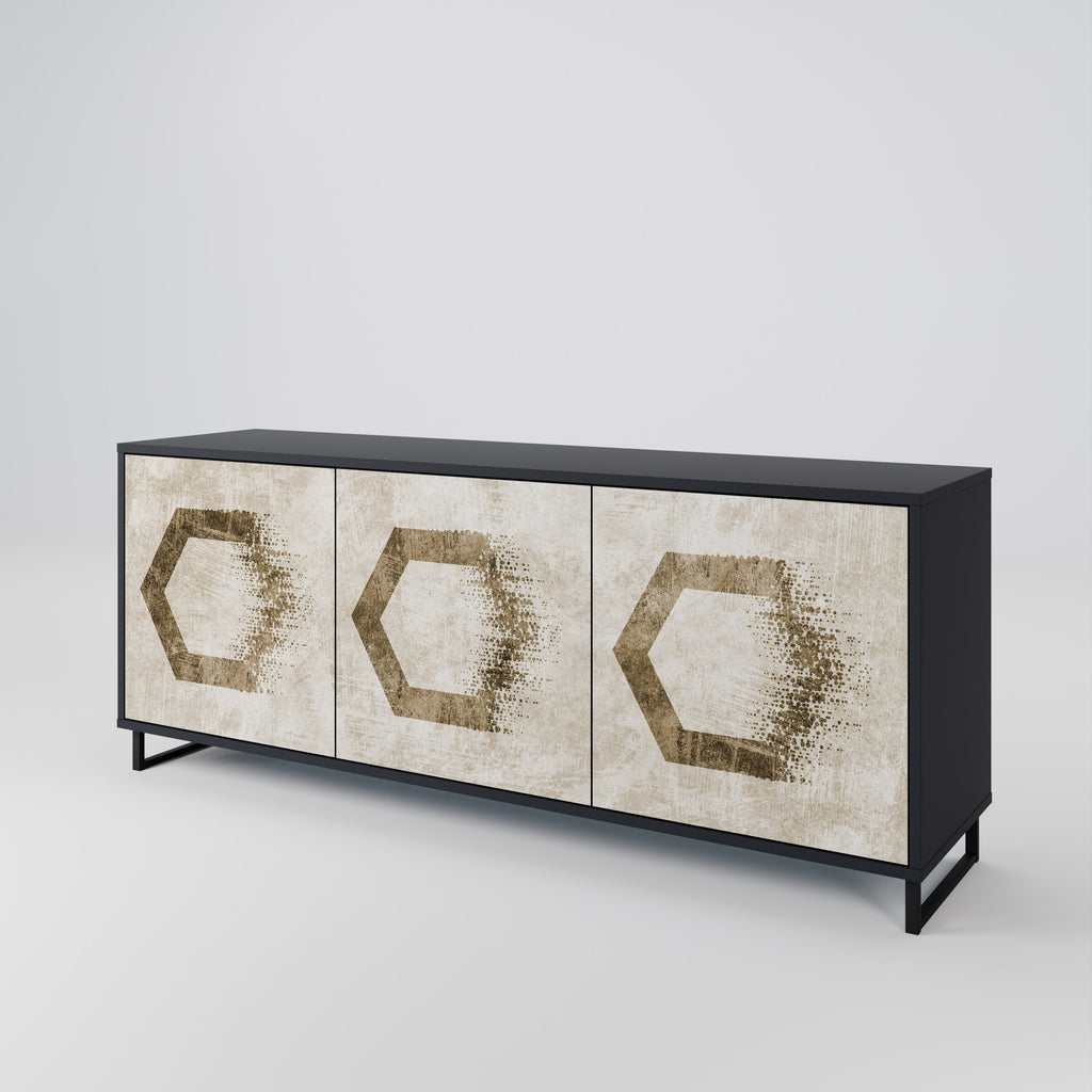 Buffet 3 portes HEXAGONAL SHAPES en finition noire