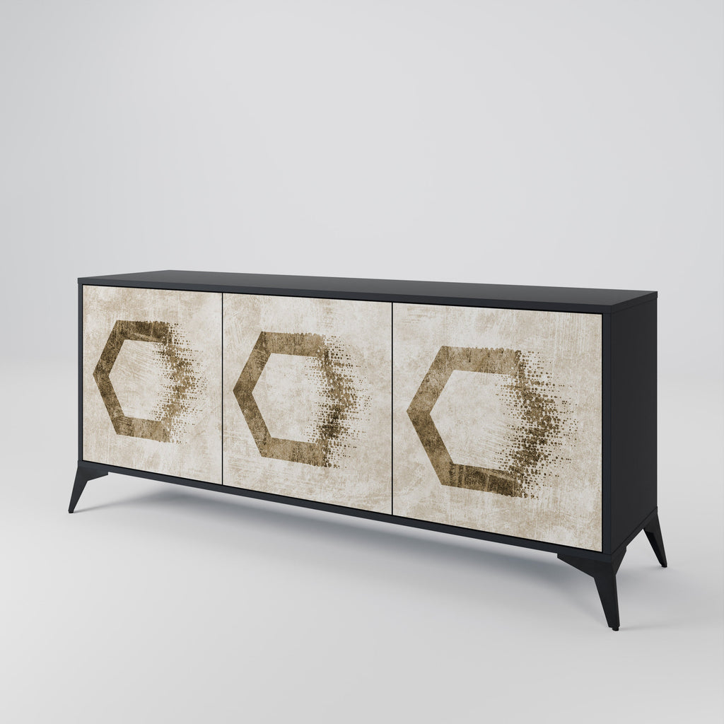 Buffet 3 portes HEXAGONAL SHAPES en finition noire