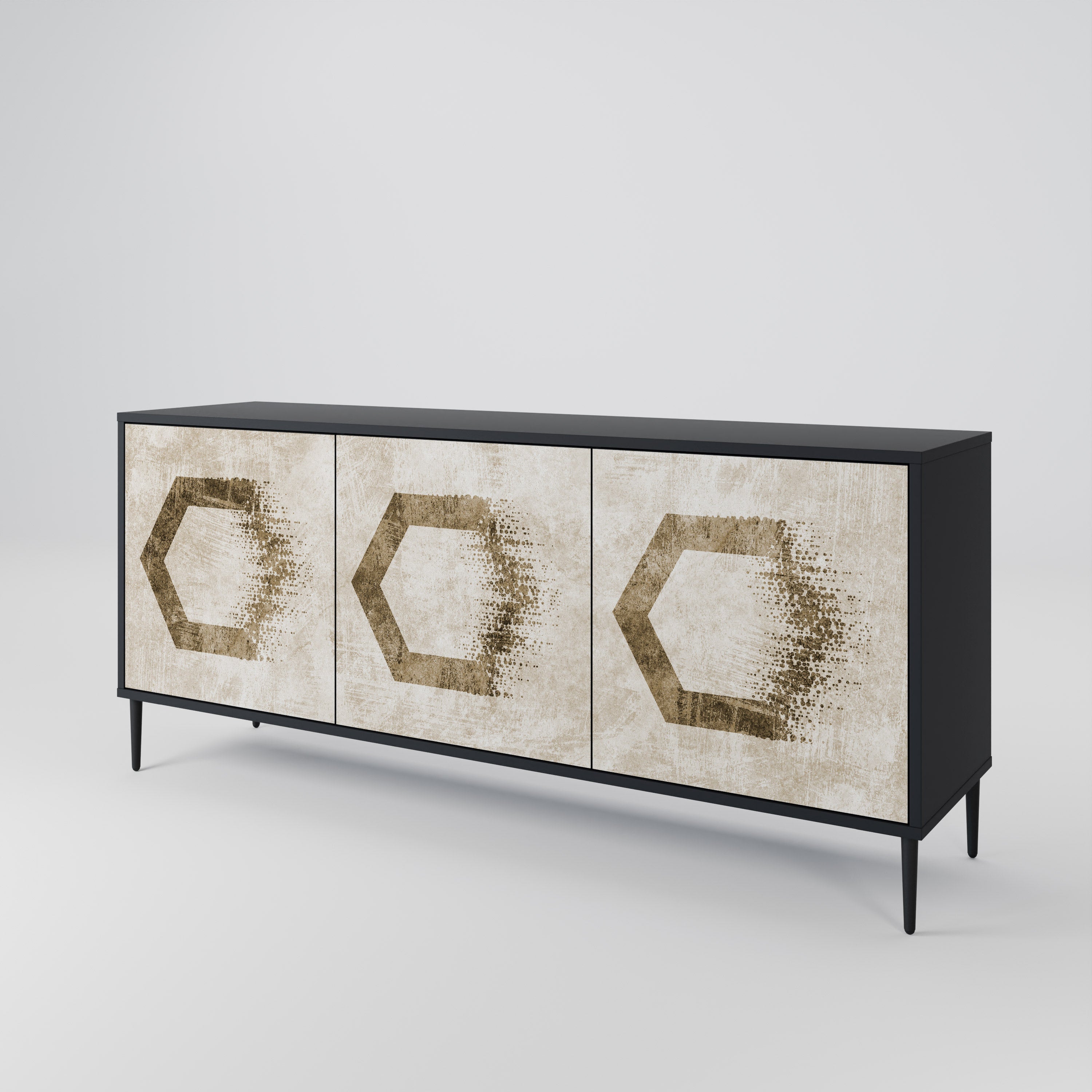 Buffet 3 portes HEXAGONAL SHAPES en finition noire
