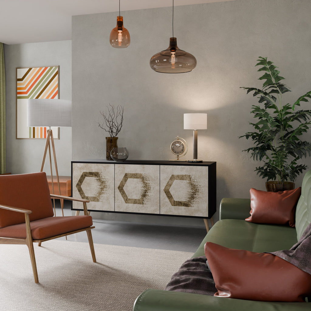 Buffet 3 portes HEXAGONAL SHAPES en finition noire