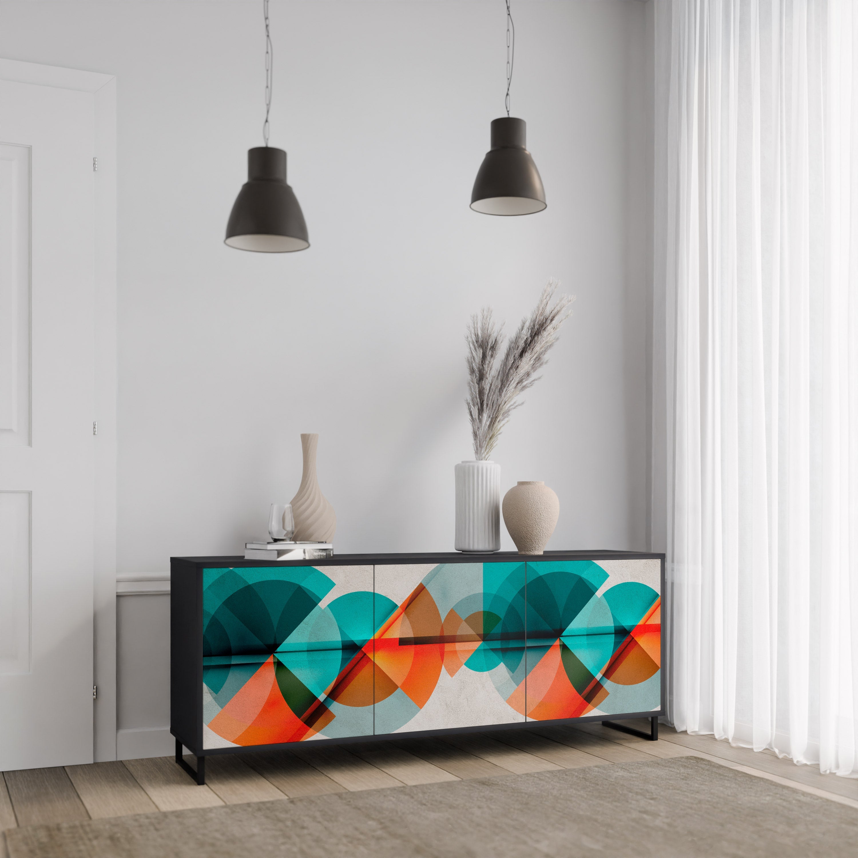 Buffet 3 portes CIRCULAR RHAPSODY en finition noire