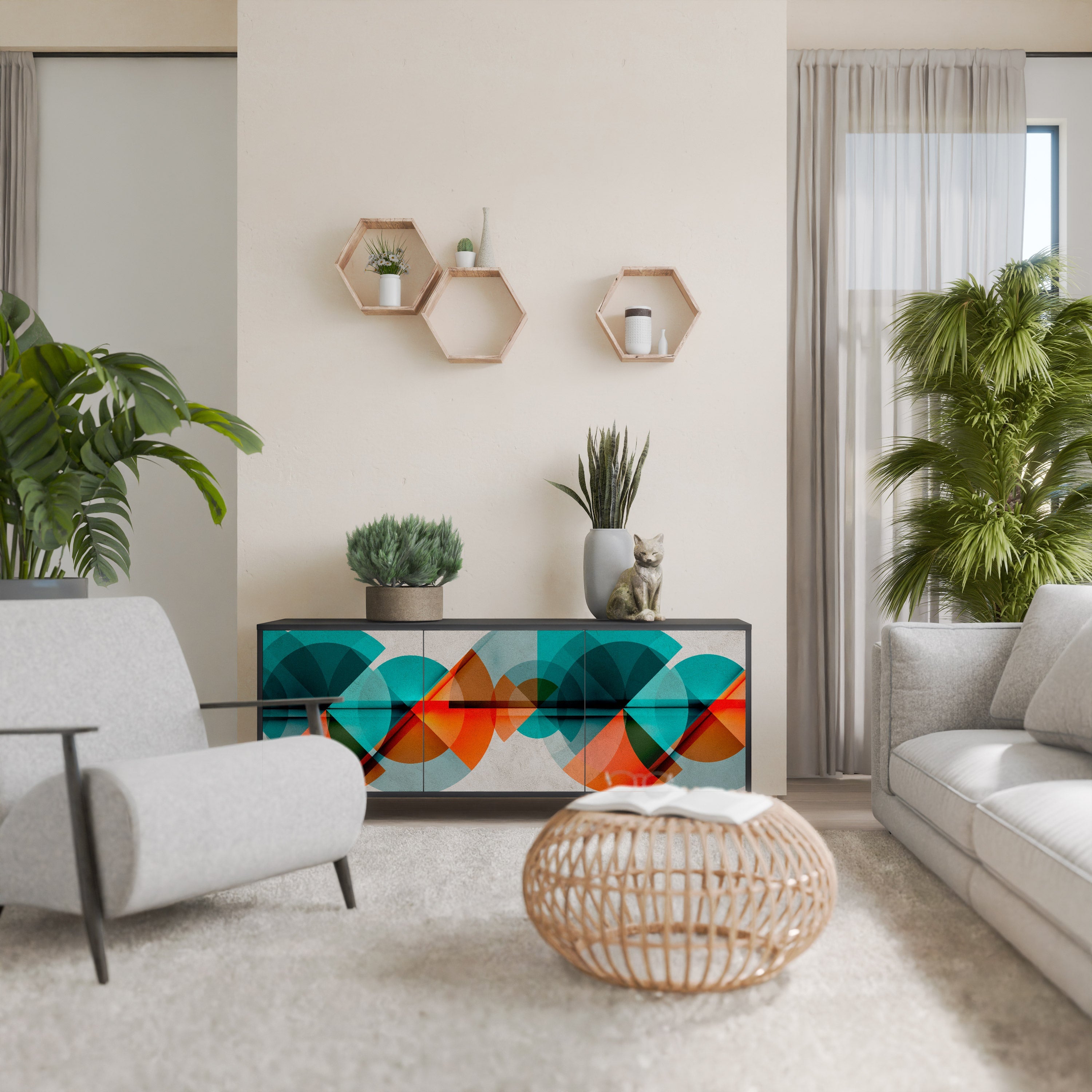 Buffet 3 portes CIRCULAR RHAPSODY en finition noire