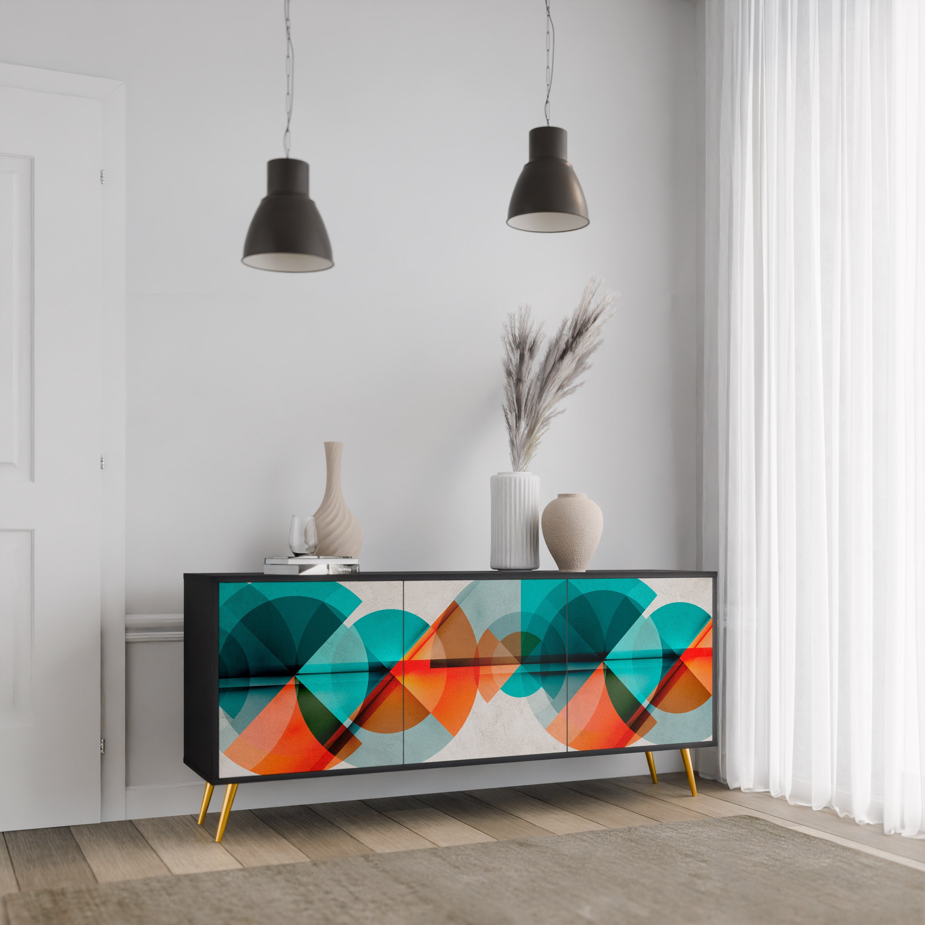 Buffet 3 portes CIRCULAR RHAPSODY en finition noire