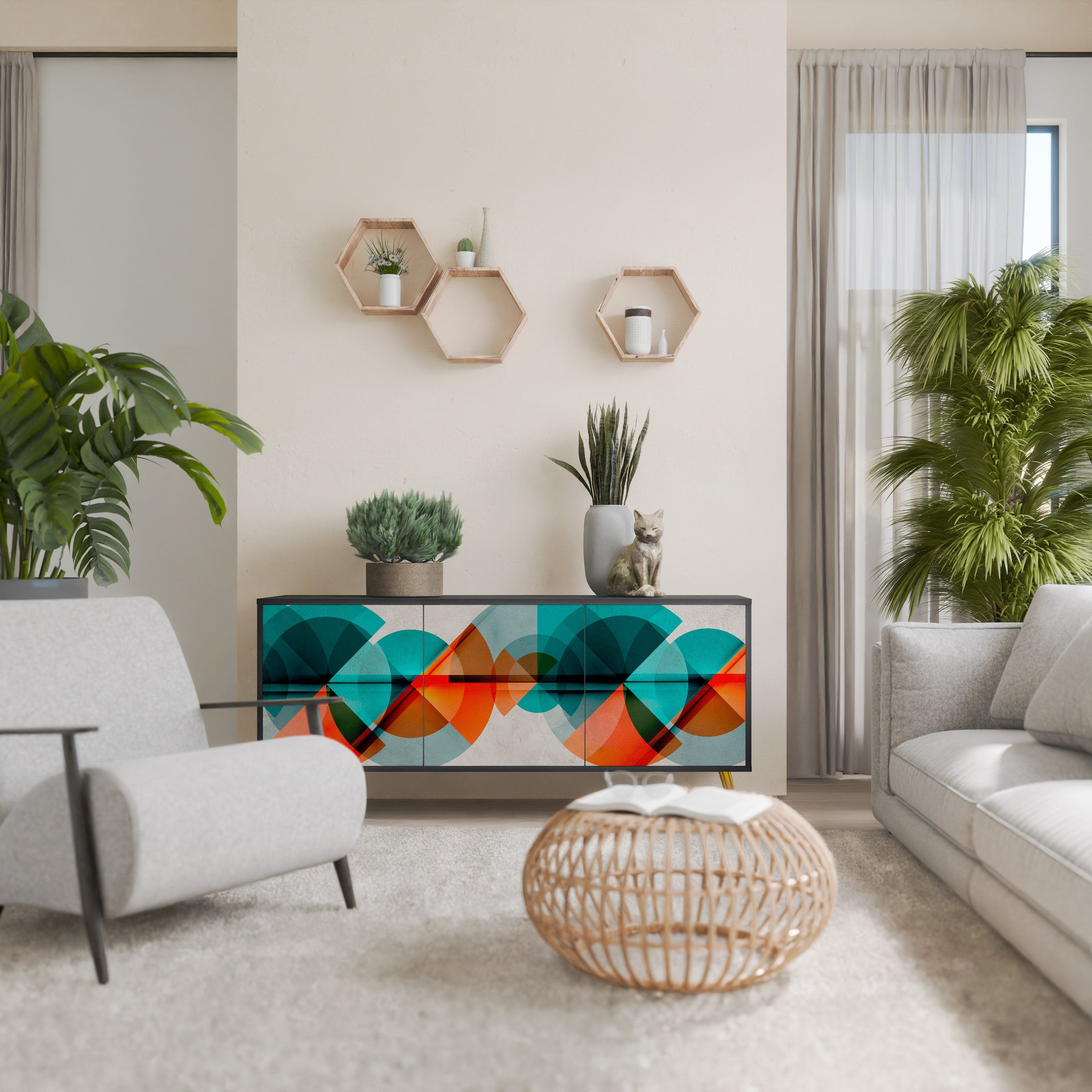 Buffet 3 portes CIRCULAR RHAPSODY en finition noire