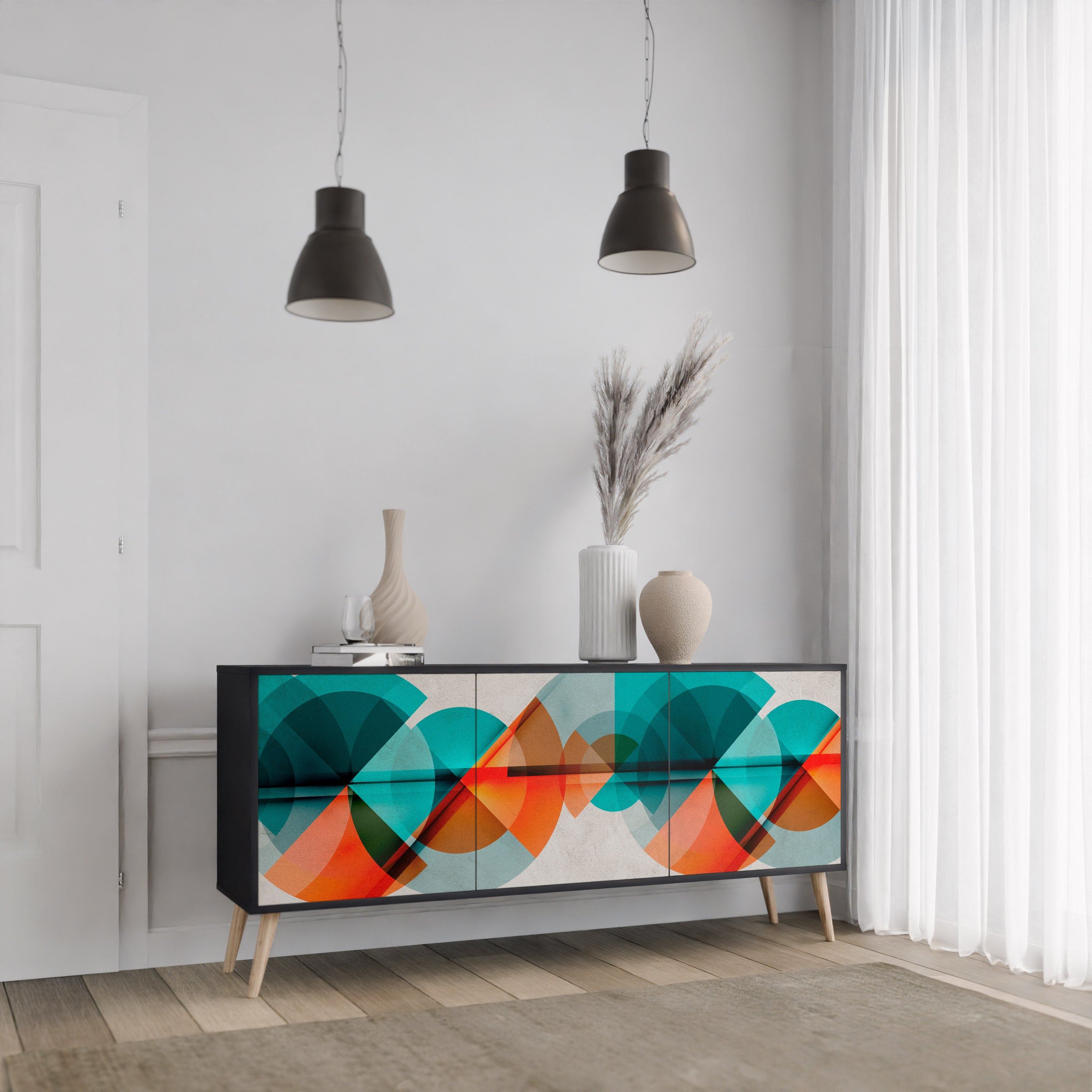 Buffet 3 portes CIRCULAR RHAPSODY en finition noire