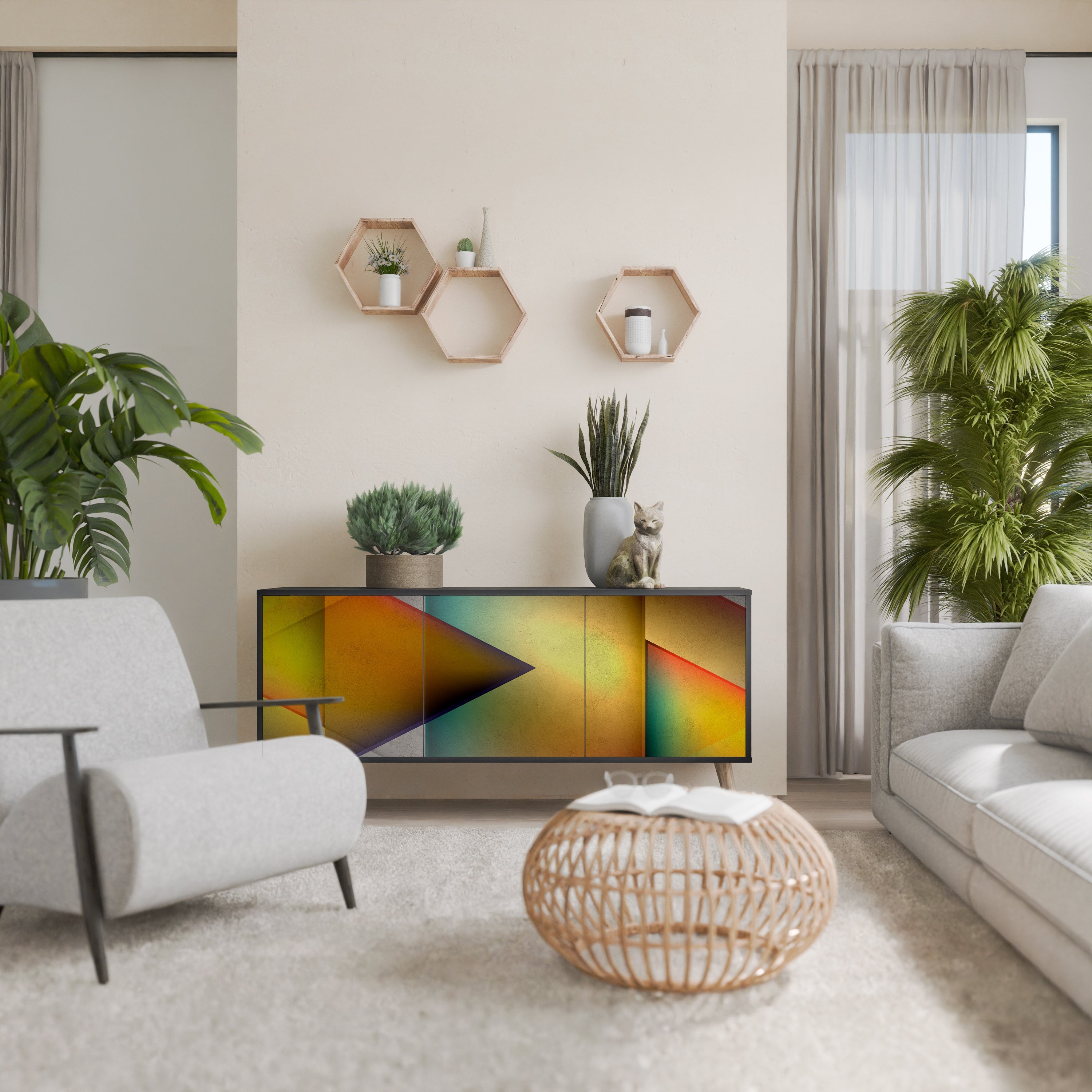 Buffet 3 portes PIERCING SHARPNESS finition noire