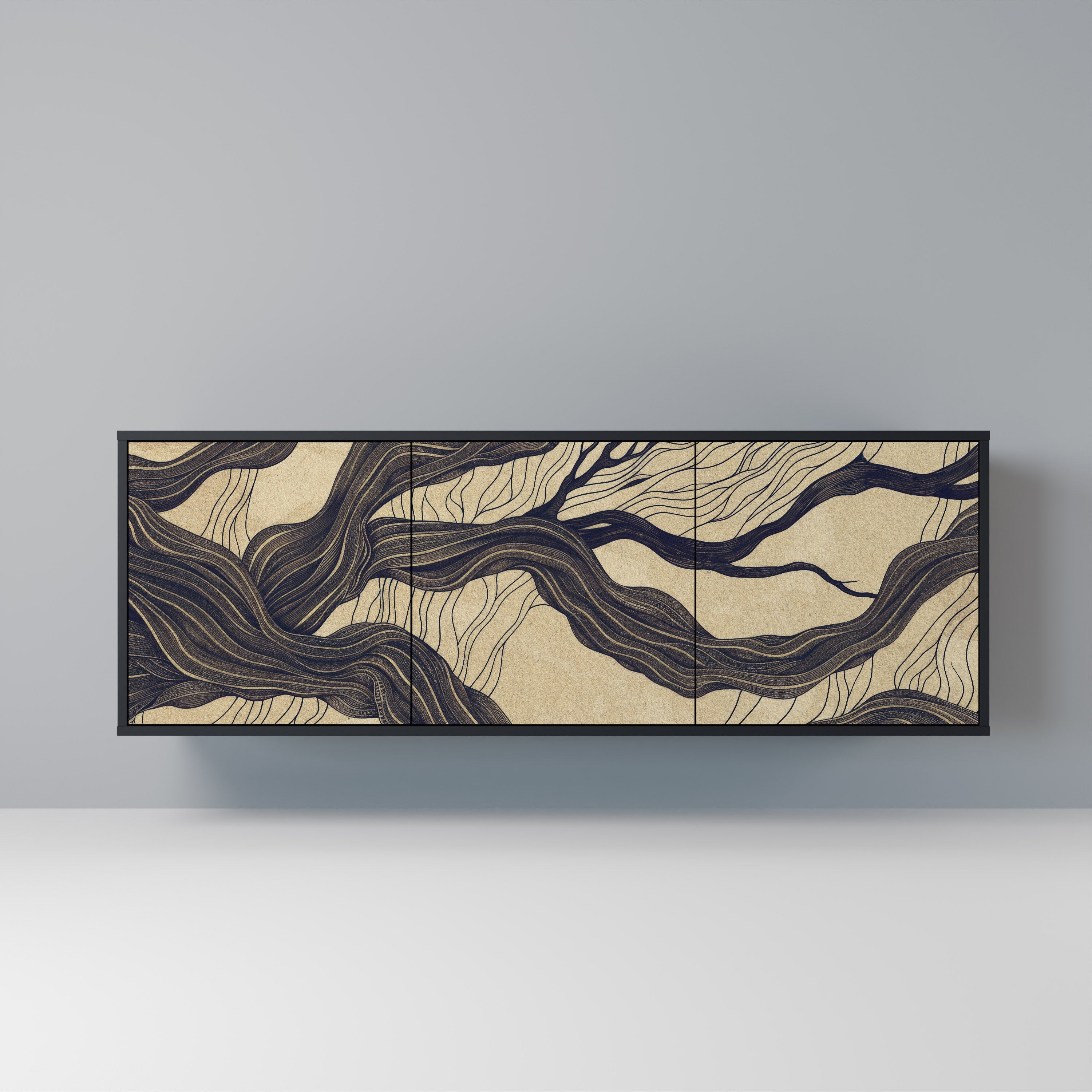 Buffet 3 portes UNIFIED FRAGMENTS en finition noire